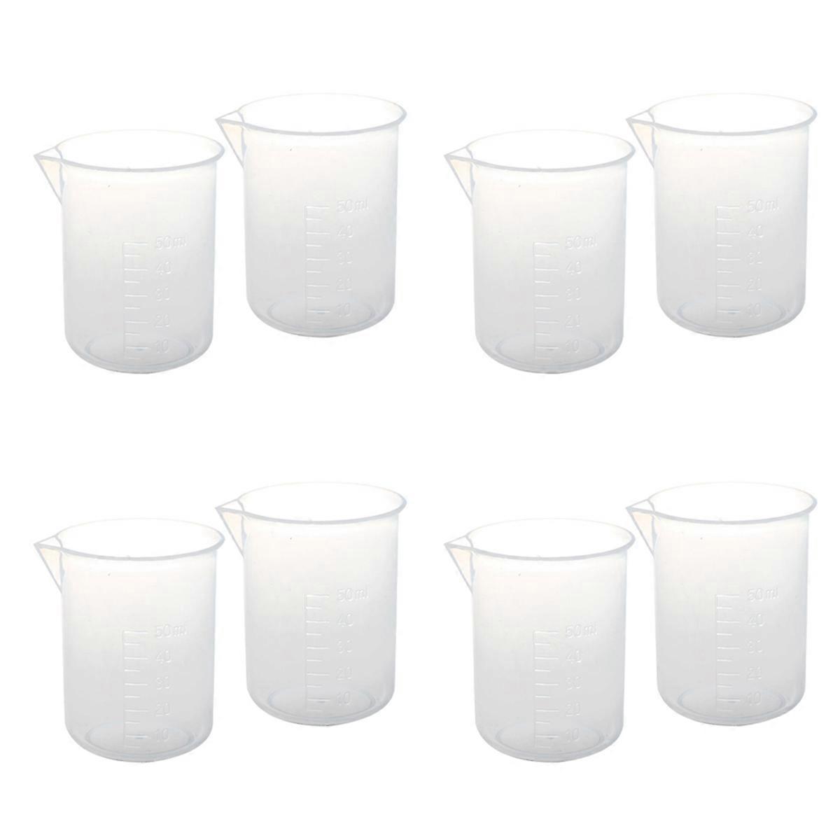 2Stueck 50ml Labor plastik wasser Fluessigkeit messbecher Transparent