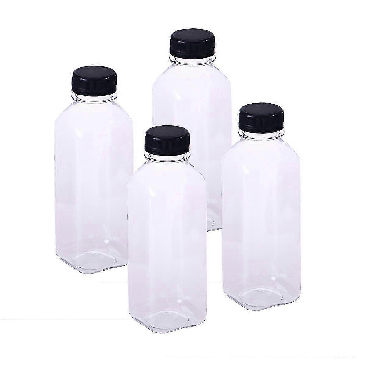 4 Pcs Clear Container Box Disposable Bottles 17 Oz Bottles Caps Storage Bottle Juice Bottles