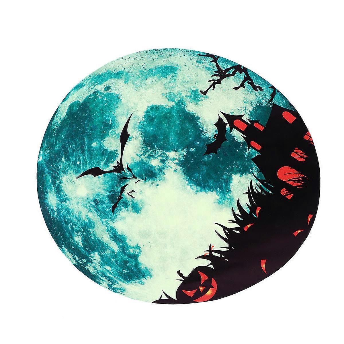 Glow Stickers Effect Moon Wallpaper Green Circular Shape Halloween Theme Wall Decor 30x30CM 1Pack