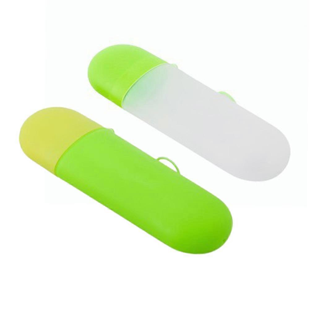 Toothbrush And Toothpaste Case Portable Travel Green Transparent Bacteria Prevention 1Pack