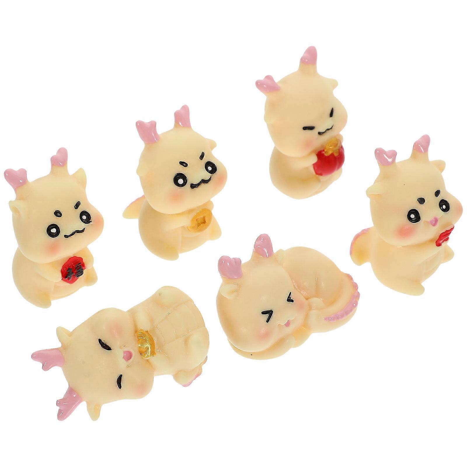 Creative Dragon Figurines Resin Dragon Statues for Decor 6Pcs Set