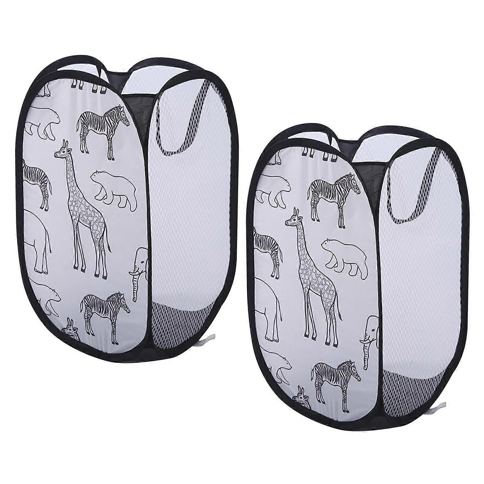 Foldable Laundry Basket, Pack of 2, Popup, Foldable with Mesh, 30x30x48cm, Black