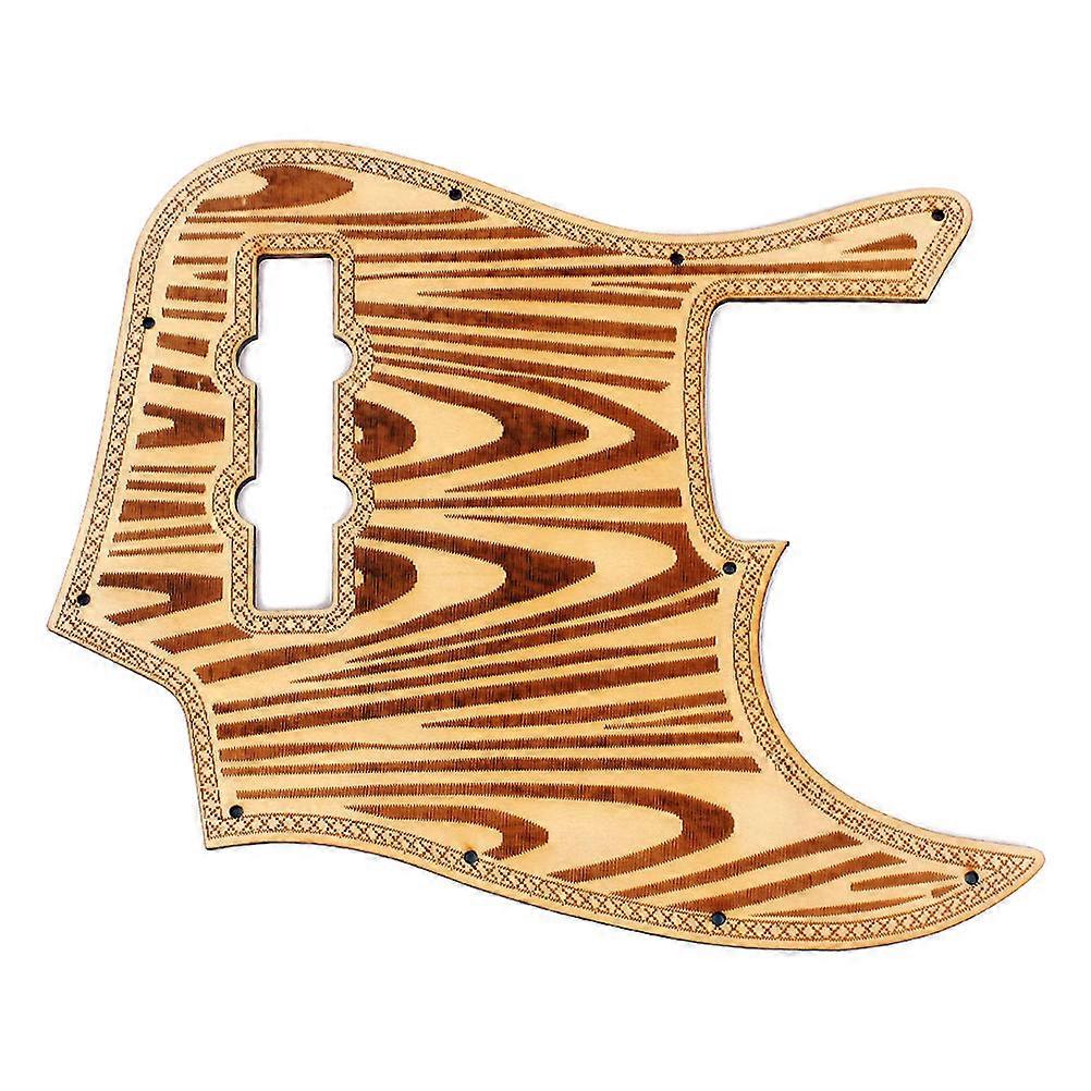 Wood Pickguard Handmade Wave Pattern Caster Scratch Plate for Electric Guitar DIY Replacement Light Brown Anti-Scratch 1Set