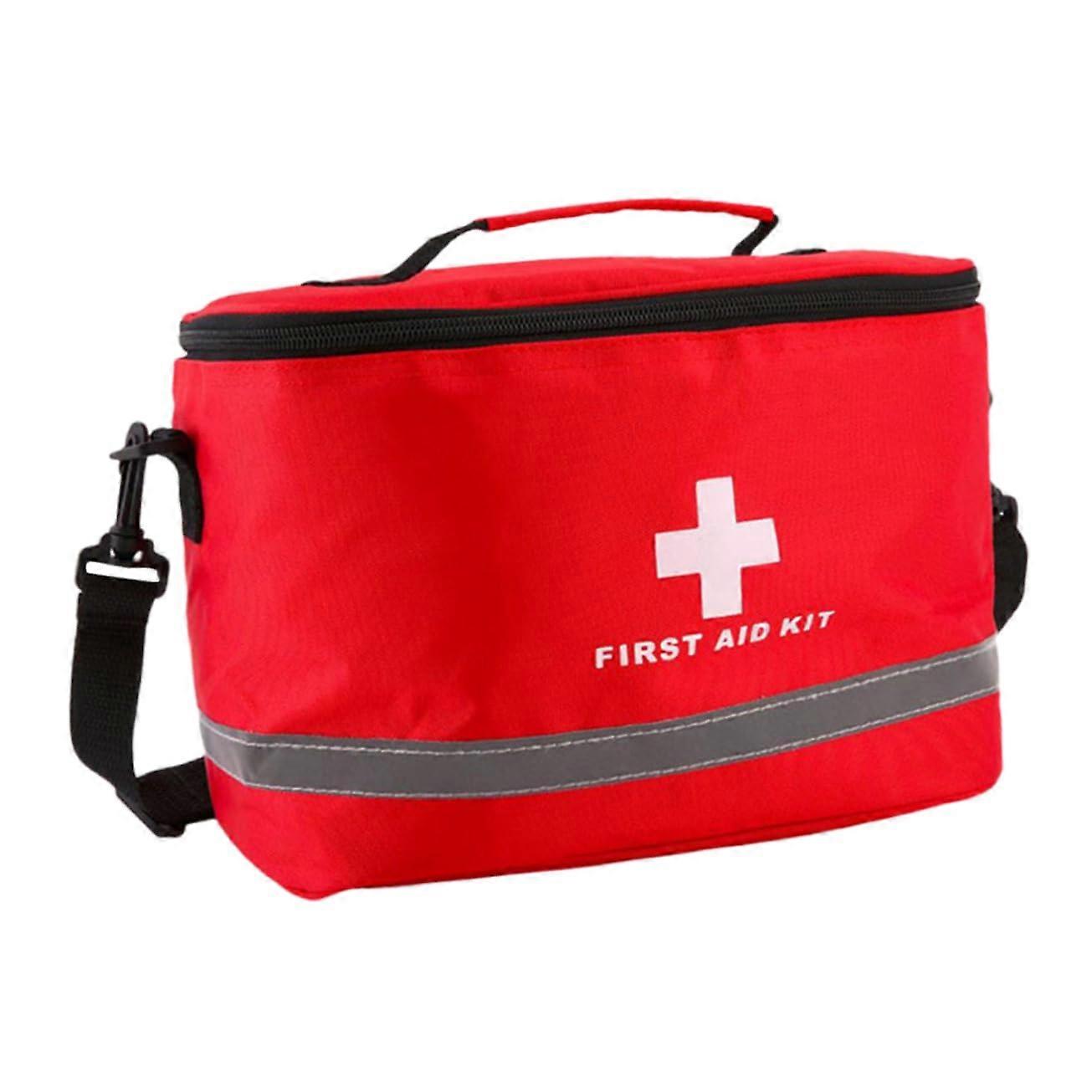 First Aid Bag Cylinder Shape Emergency Bag with Shoulder Strap Red Random Colour of Shoulder Belt for On the Go and Car Ideal for Emergencies, red