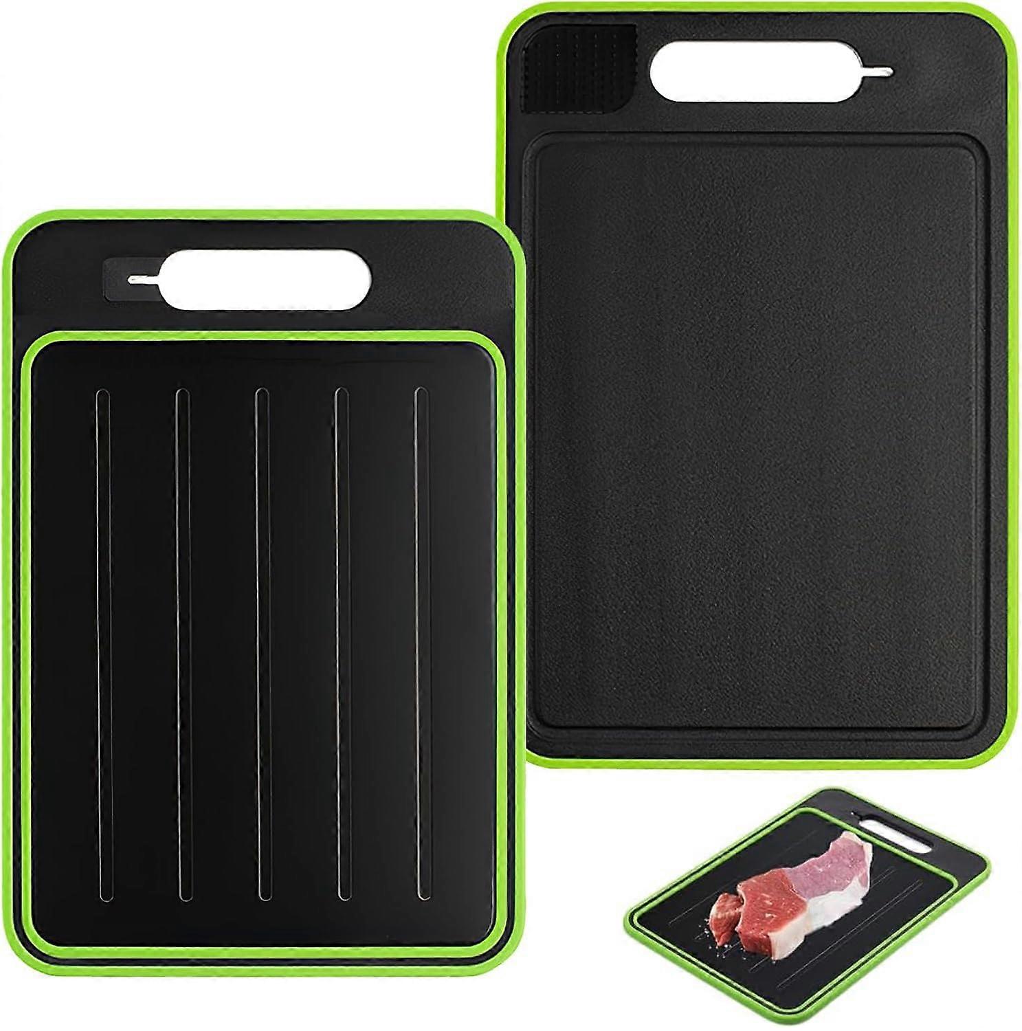 4-in-1 Defrosting Board with Grater, Double-Sided Chopping Board for Quick Defrosting of Meat and Frozen Food