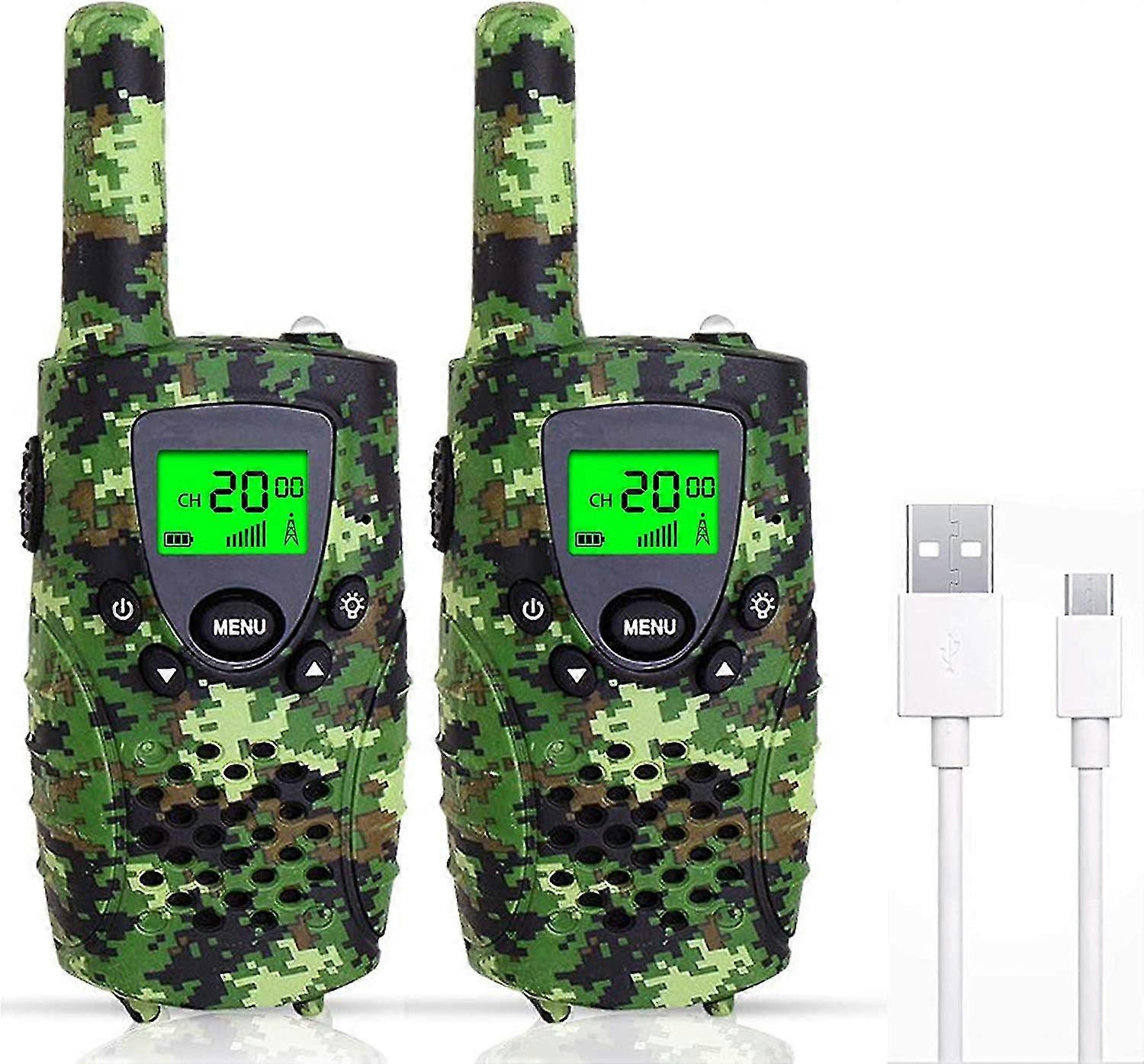 Rechargeable 8 Channel Walkie Talkie for Kids Ages 3-12, LCD Display and Torch, Long Range up to 4 Kilometers