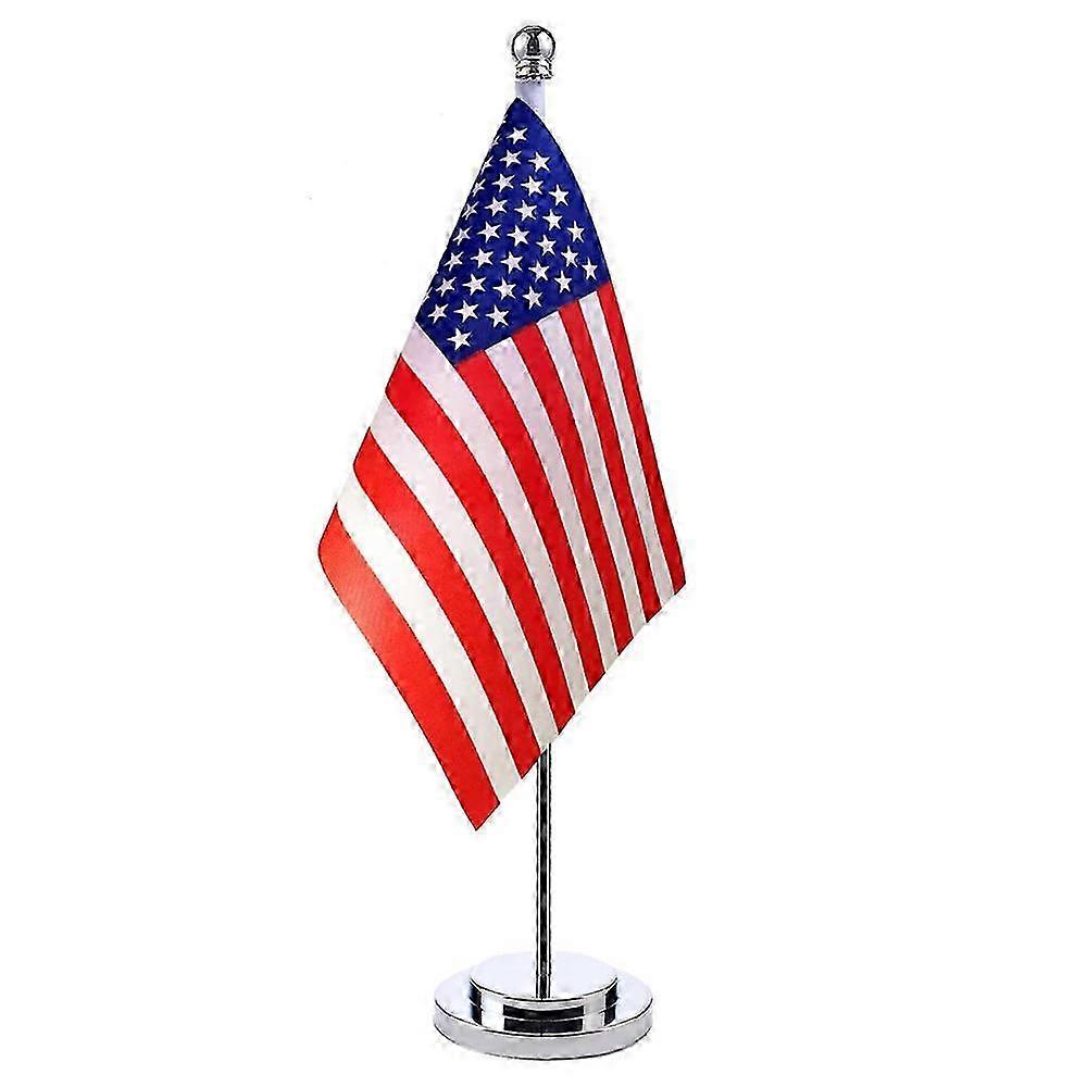 Small Table Flag with Single Pole and Decorative Table Ornaments