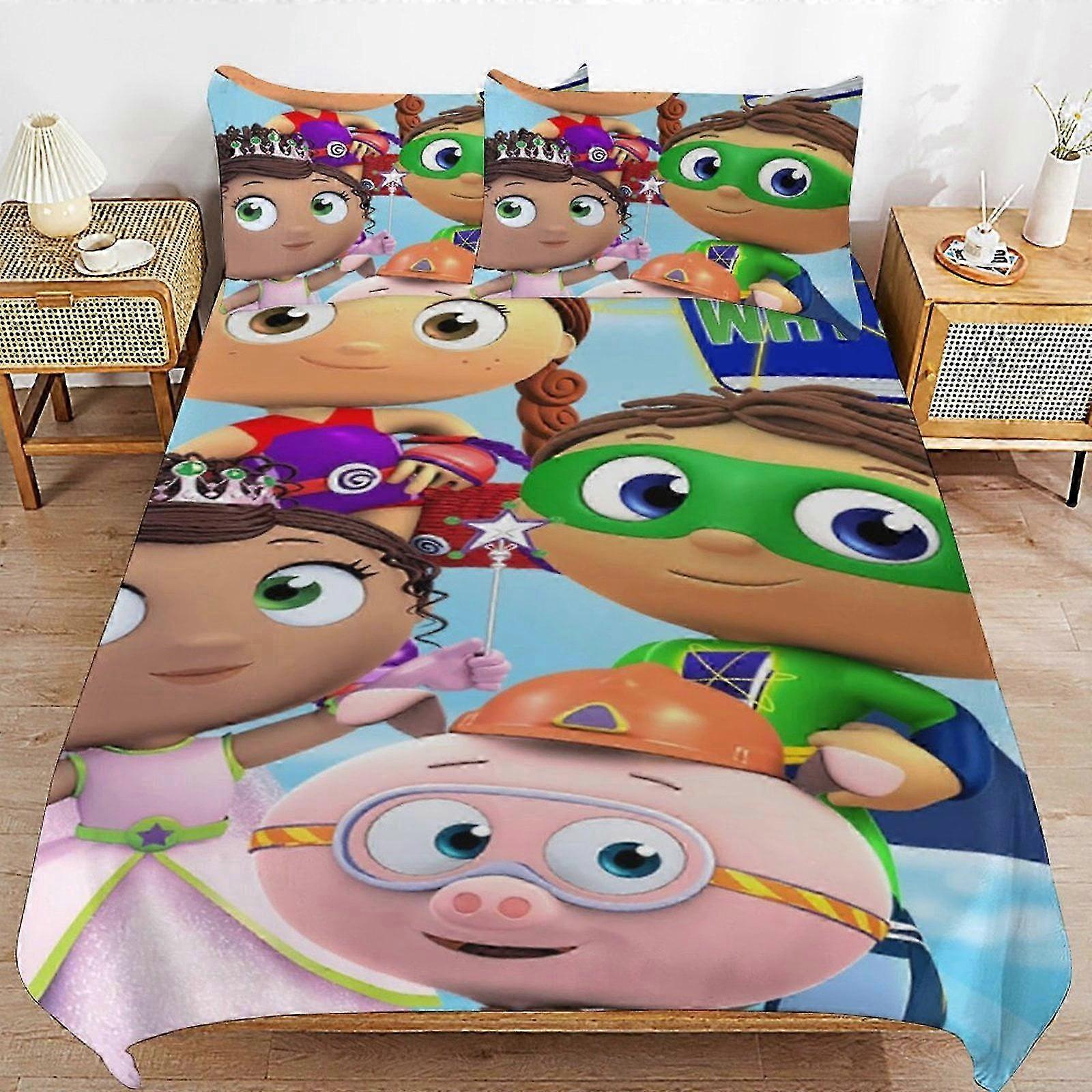 Sängkläder för barn Ultramjukt hudvänligt påslakan 3 delar, sött täcke Sängset (1 påslakan + 2 örngott)