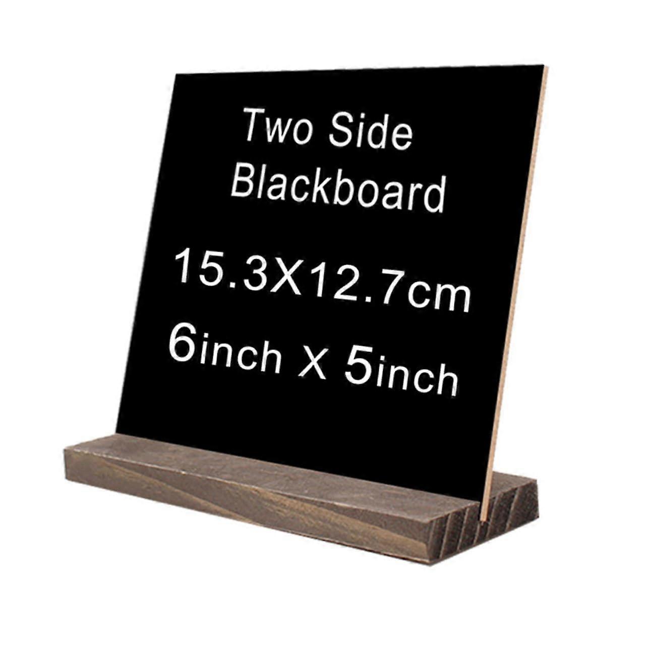 Table Mini Blackboard Sign with Wooden Stand Writeable on Both Sides Wipe Clean for Liquid Chalk Markers