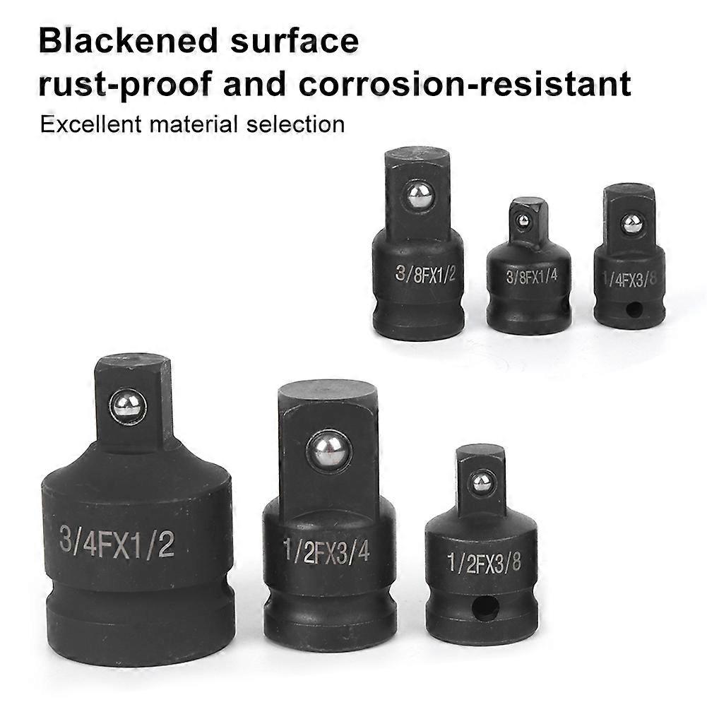6Pcs Impact Socket Converter Adapter Set 1/4in-3/4in CR-MO Steel