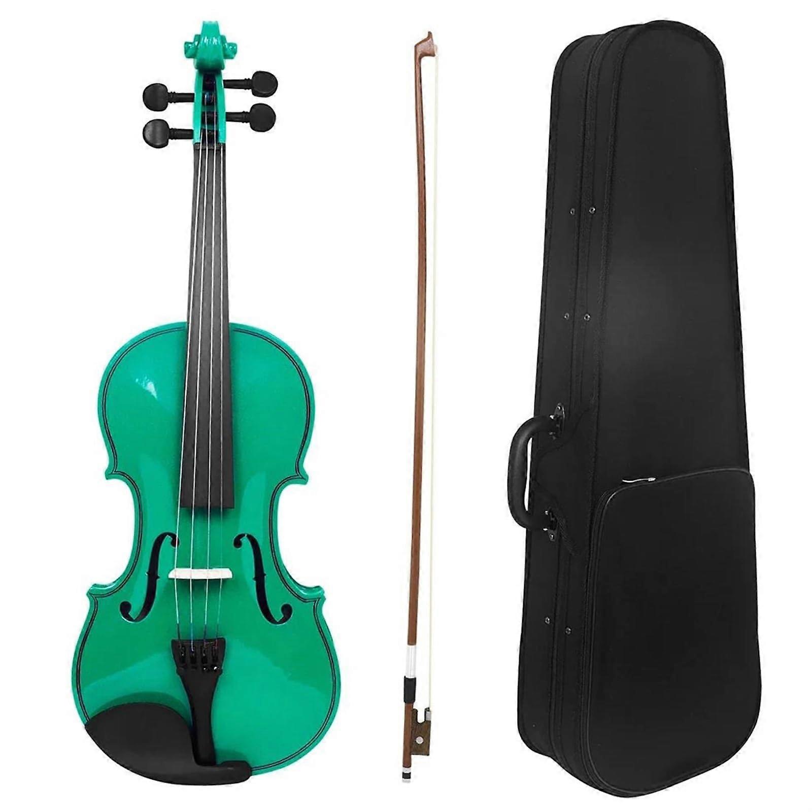 4/4 Violin Solid Wood Acoustic Violin Green Violino with Fabric Case Bow Strings Musical Instrument Violin Gift