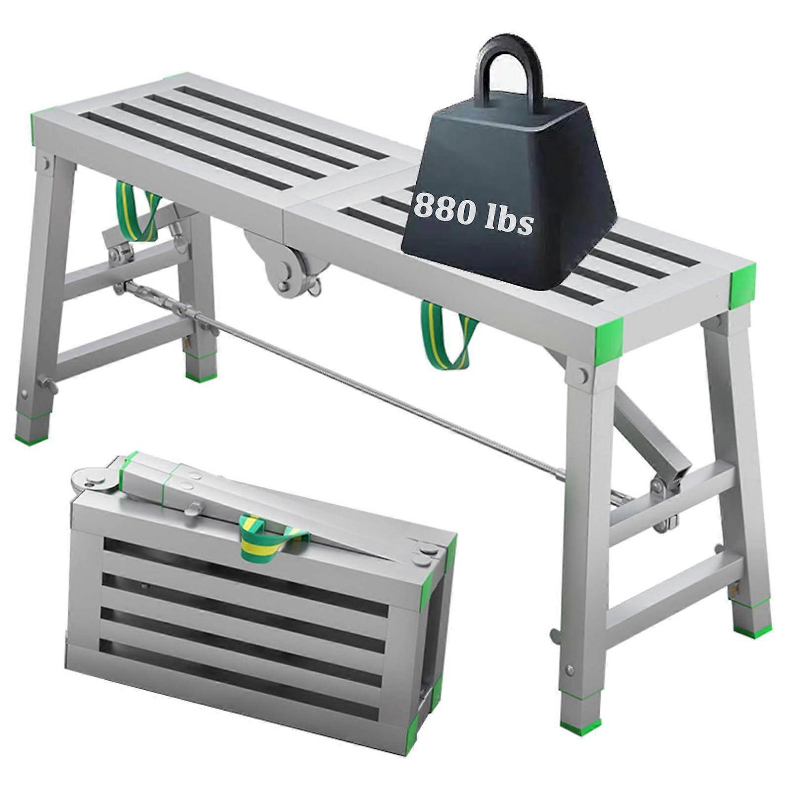 Multipurpose tower ladder stool, workbench with adjustable height, ideal for washing vehicles, window cleaning, DIY (140 x 30 cm).