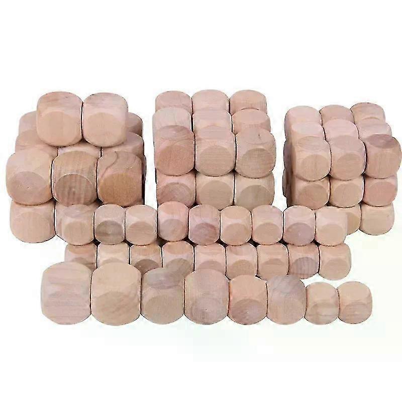 10pcs 10-25mm Round Corners Wooden Blank Cubes Dice for Board and Table Games Party Family DIY Printing Engraving Toys