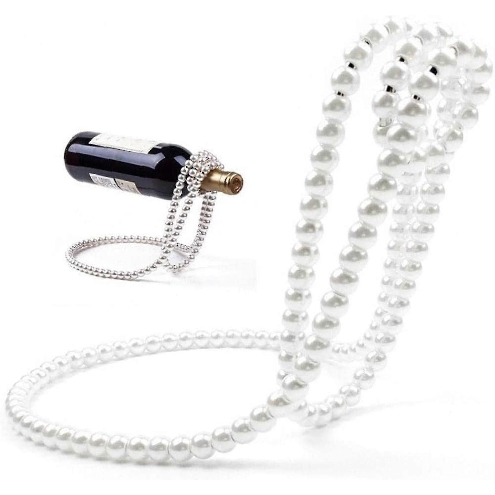 رف نبيذ على شكل قلادة لؤلؤ ، حامل زجاجة نبيذ معدني ، حامل زجاجة نبيذ للبار والديكور المنزلي