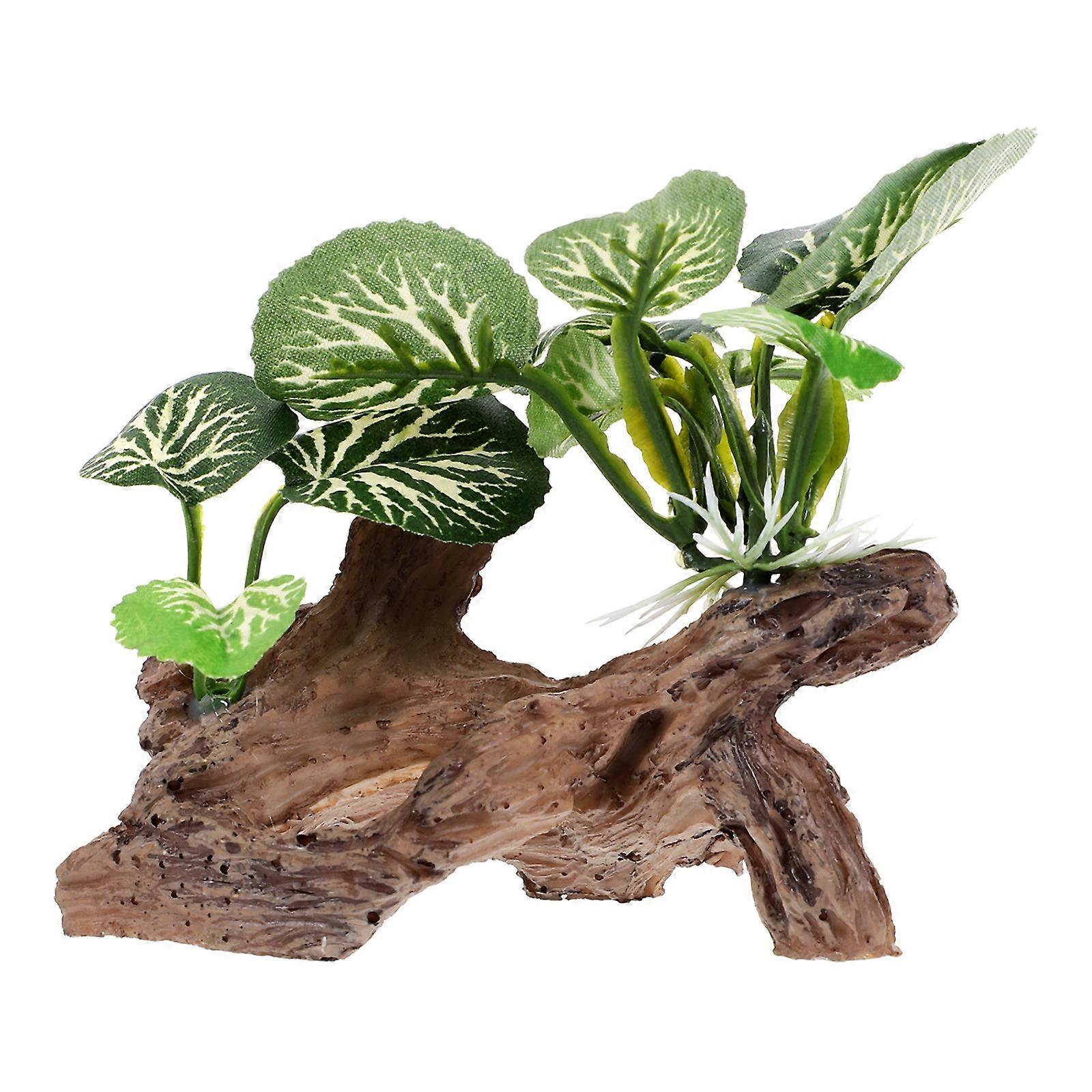 Fish Tank Shelter Lifelike Appearance Tree Trunk Shape 4.1×3.1×2.8in Decoration For Fish Tank 1Pack