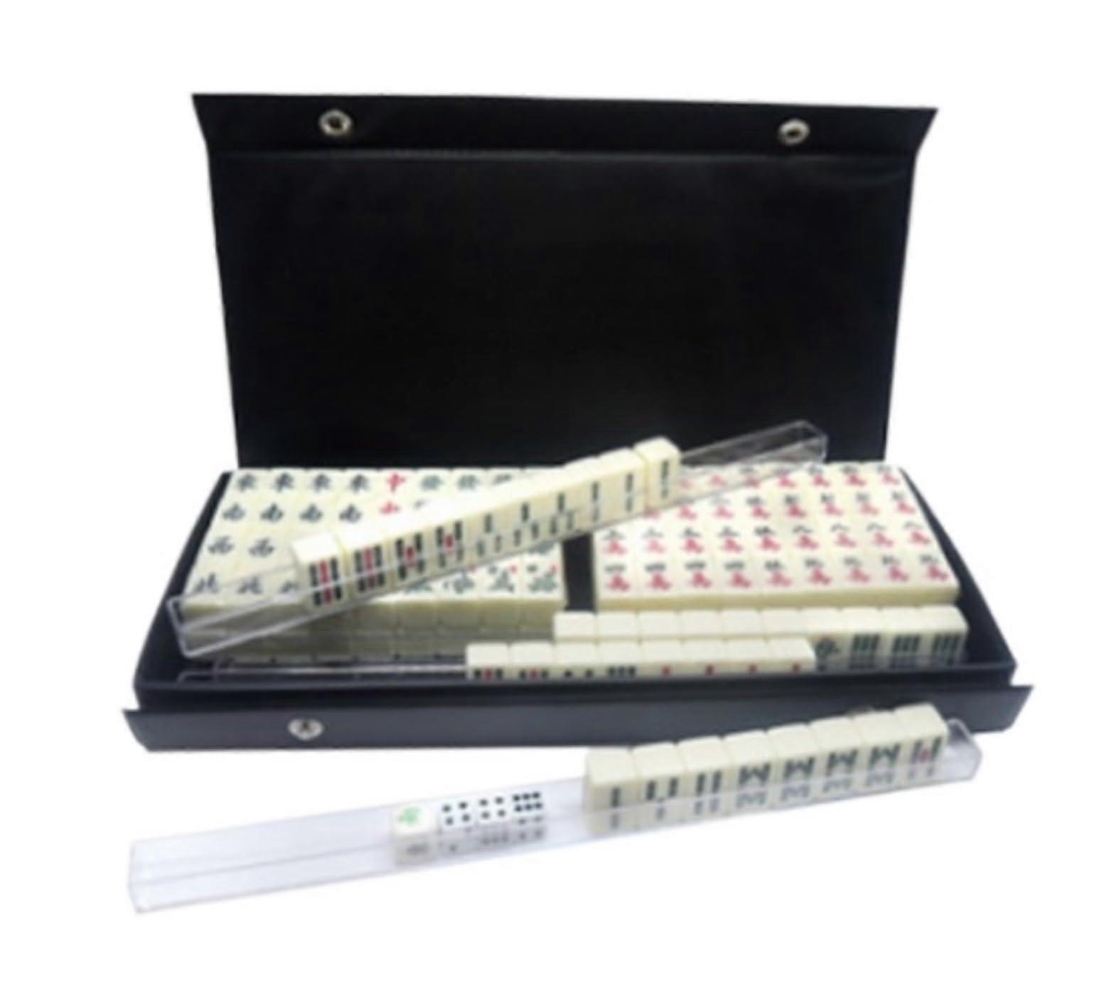 Chinese Mahjong Set, Travel Mahjong Game, Mahjong Set with 144 Tiles, Traditional Party Game with Box for Home Entertainment Use 20mm