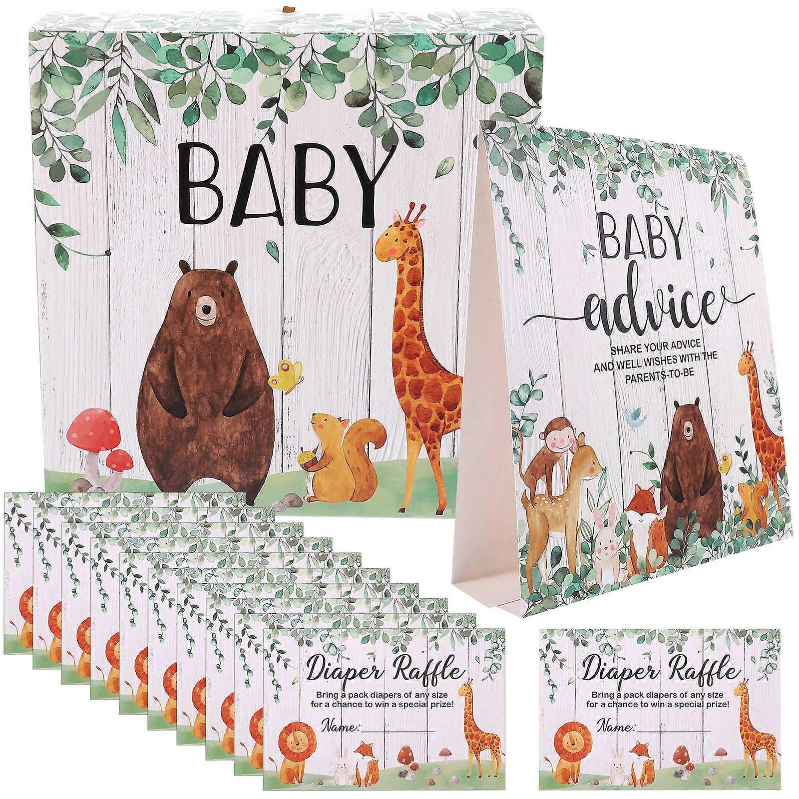 Baby Shower Prediction Game Supplies Multi Color Box Forest Theme Baby Prediction and Advice Cards 7.47x7.47x7.47in 1Set