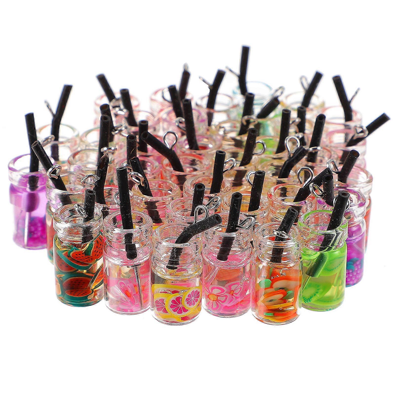 Earring Making Charms Mini Bottle Pendants Assorted Color Christmas Diy Jewelry Making 40Pcs