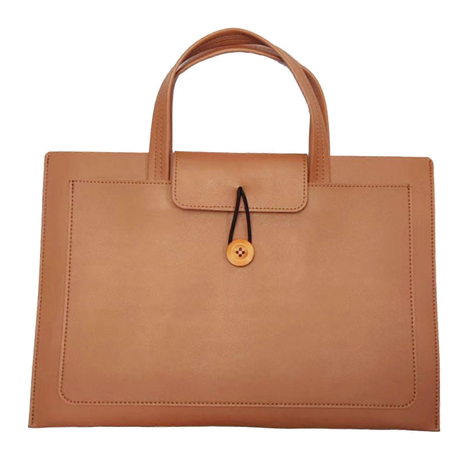 PU Leather Computer Thin Lightweight Handheld Laptop Tote Bag with Comfortable Handle for Travel Business Trip