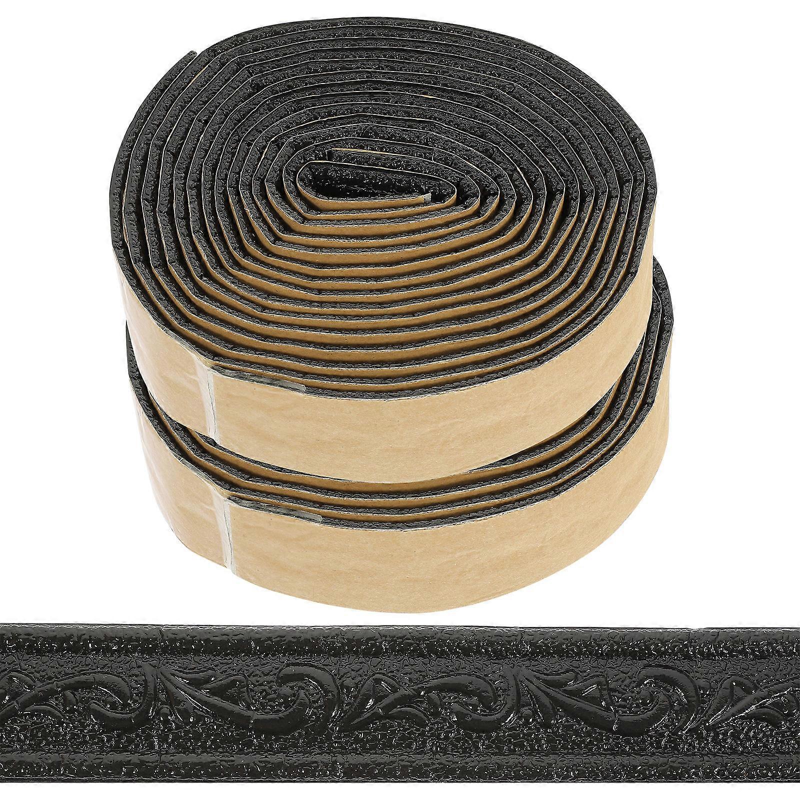 Flexible Peel and Stick Trim Wall Molding Trim Modern Black 230x4.5x0.5cm Multi-functional 2Pcs