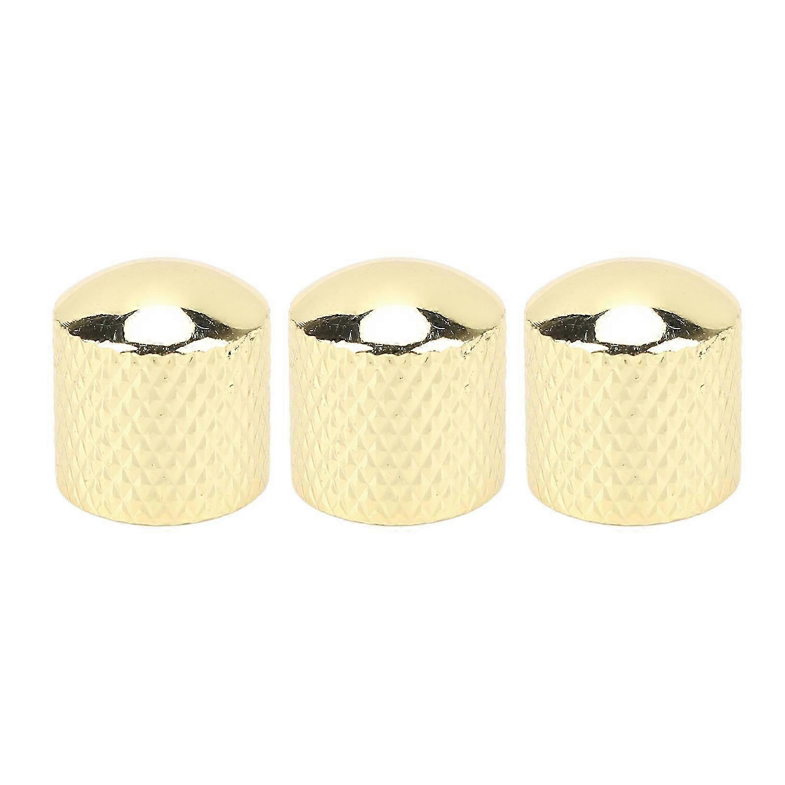 3 stk elektrisk gitarknapp utsøkt utseende solid metall universal gitarpotensiometer erstatningsknapp gull