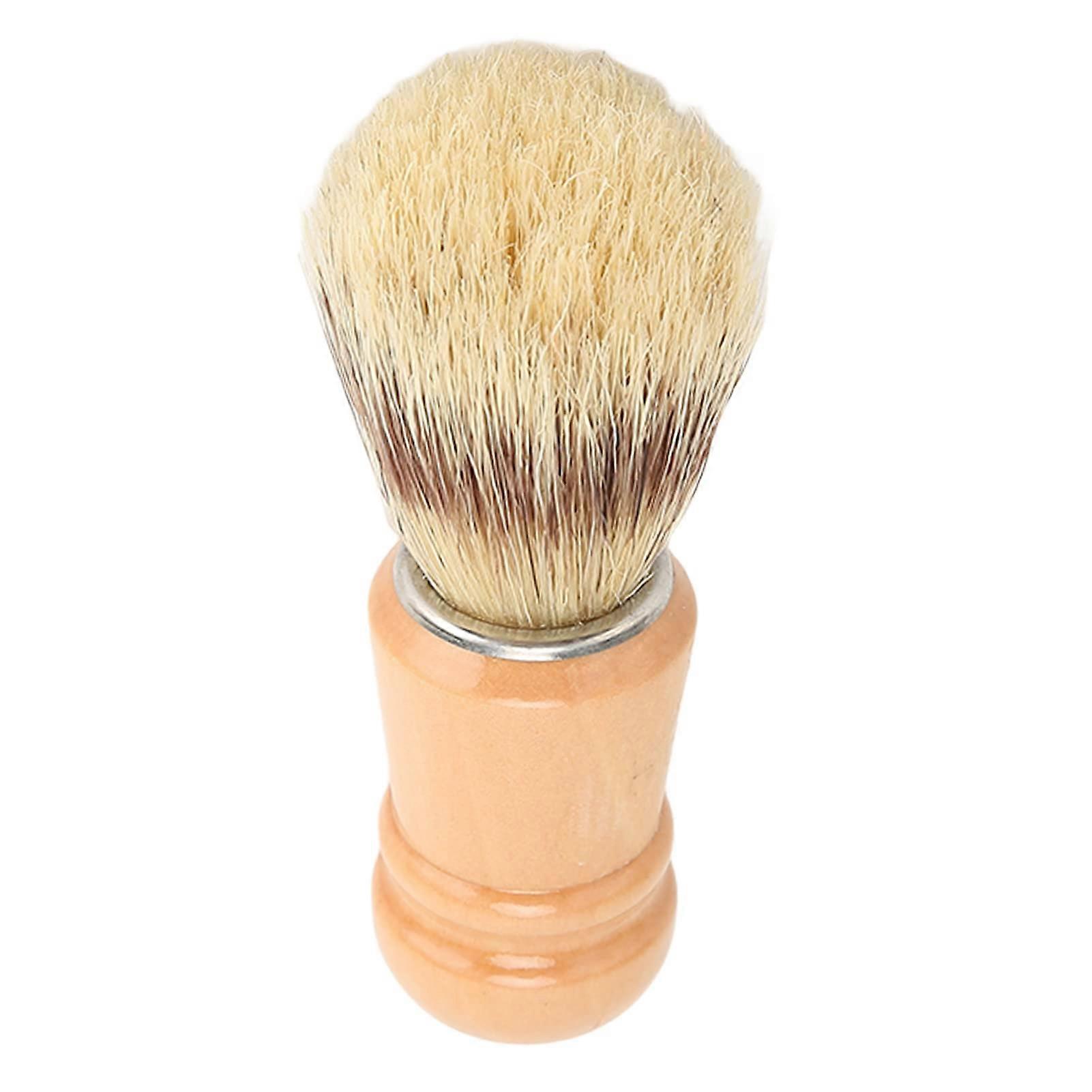 Beard Shaving Brush with Wooden Handle, Handheld Foam Enhancer, Travel-Friendly Residue Remover for Men