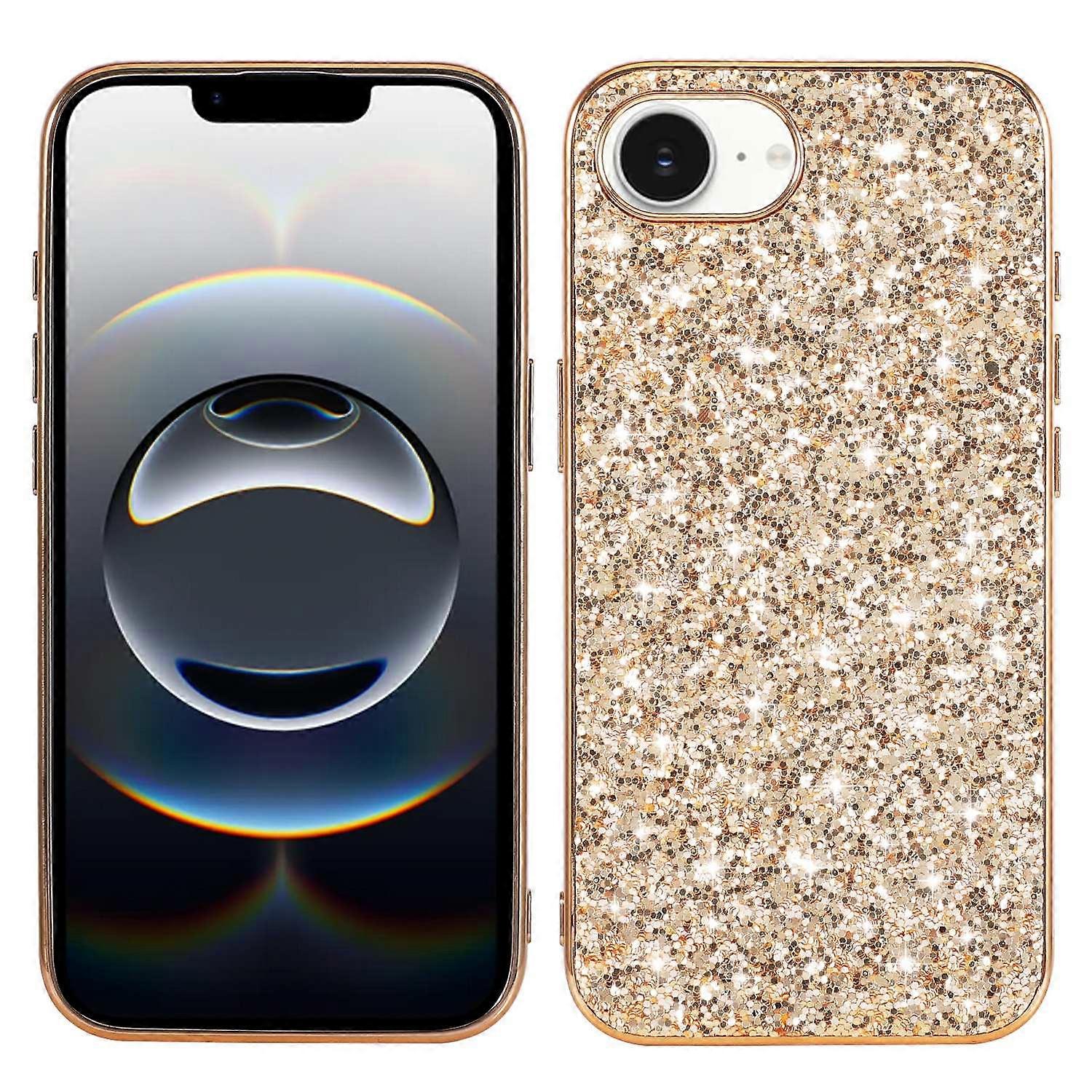 For iPhone 16e Case TPU PC Sparkling Glitter Phone Back Cover