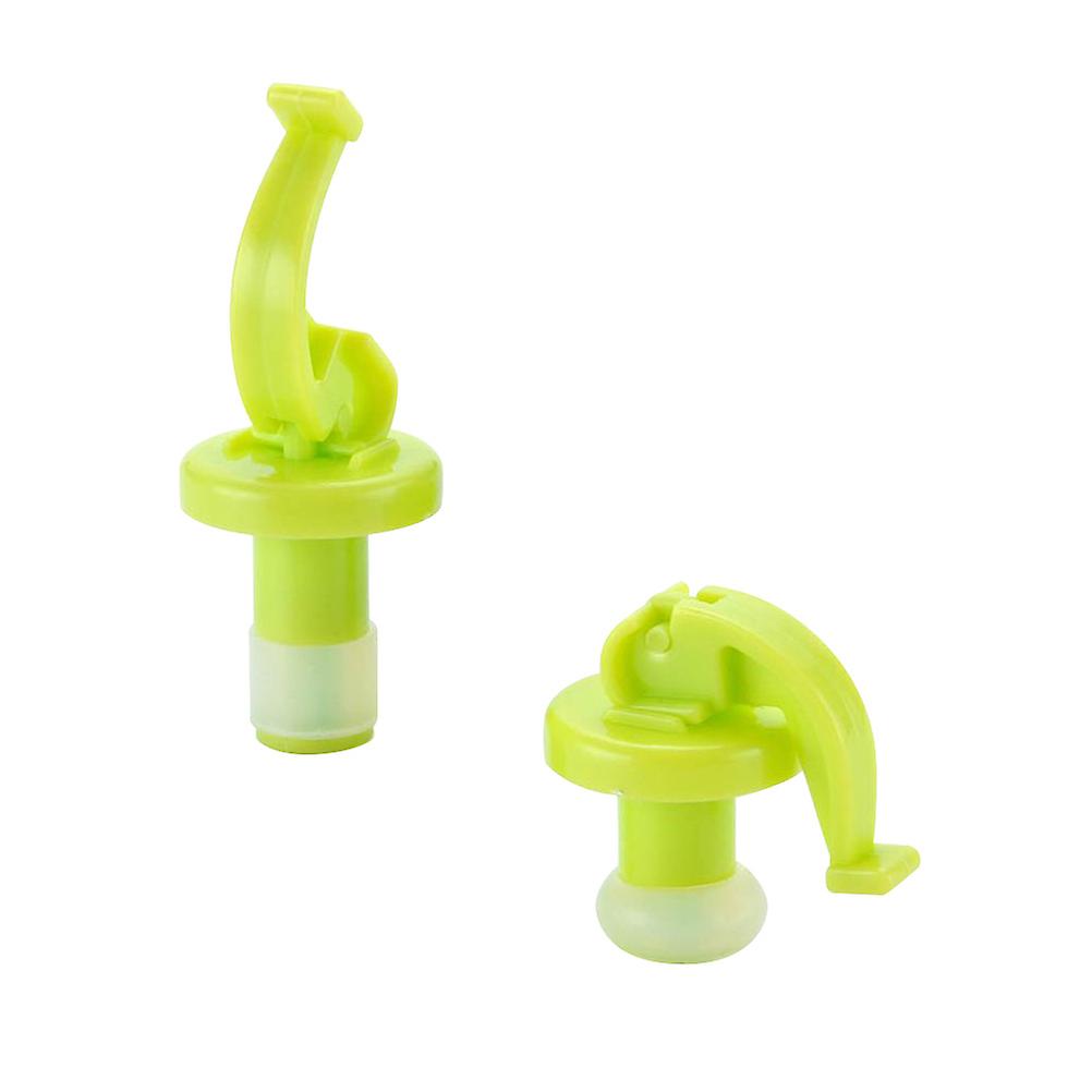 Decanter Cork Wine Preservation Reusable 2Pcs Green 3.2x3x7.6cm