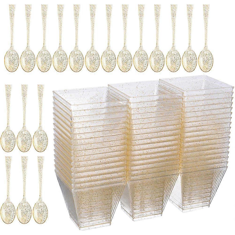 Treat Cups Multi-Function Pudding Cups Household Dessert Cups Golden 2.0×2.0×1.8in Plastic Suitable for Mini Desserts 1Set
