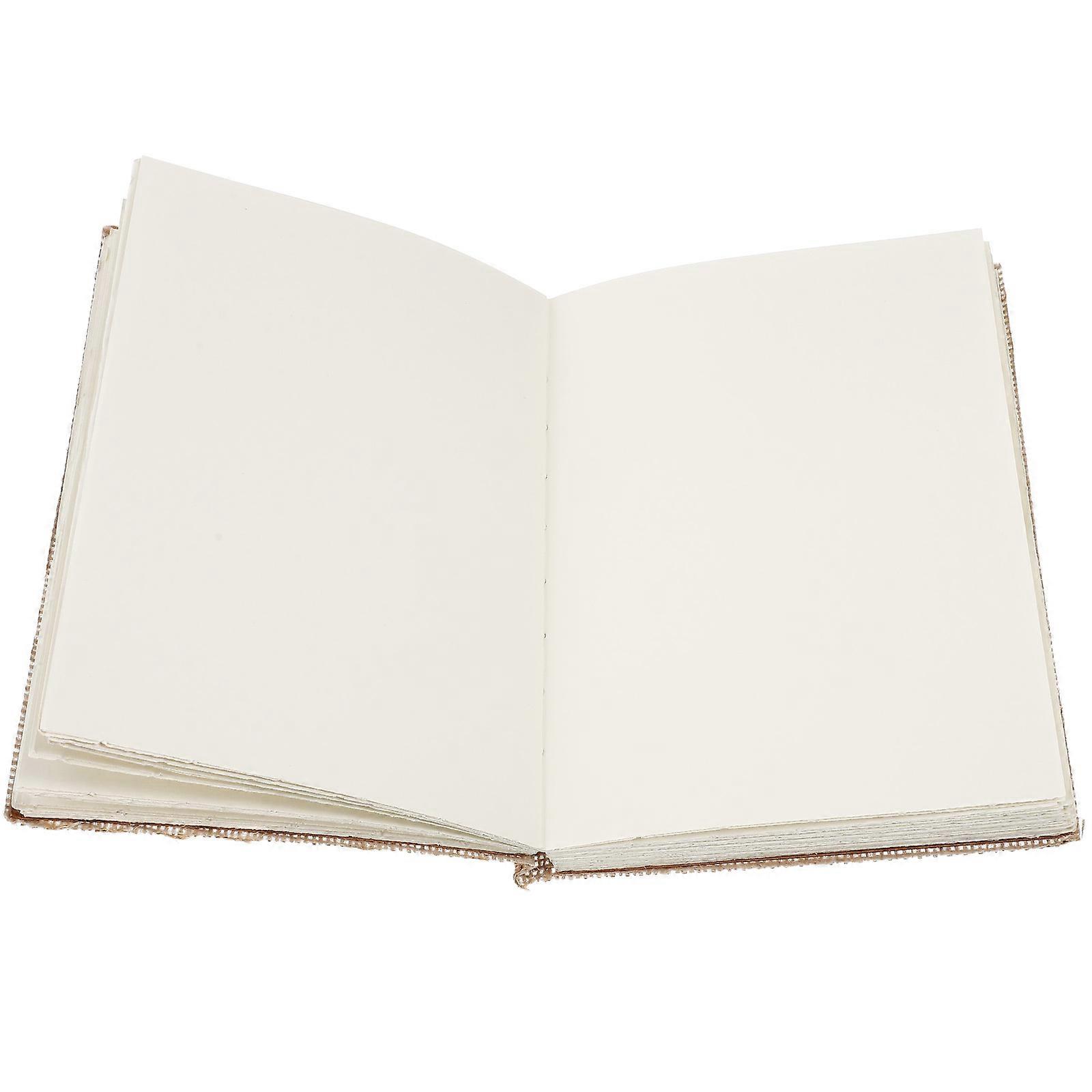 Blank Note Book Cowhide Notebook for Wedding Use with White Cloth Cover