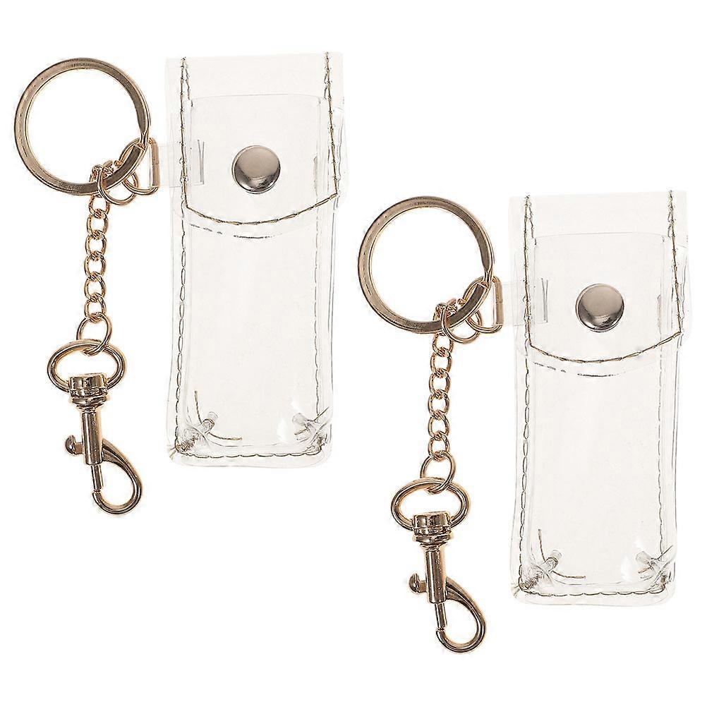 Fashionable Clear Keychain Pouch for Lipstick with Clip Alloy and PVC Assorted Color Fits Most Standard Sizes