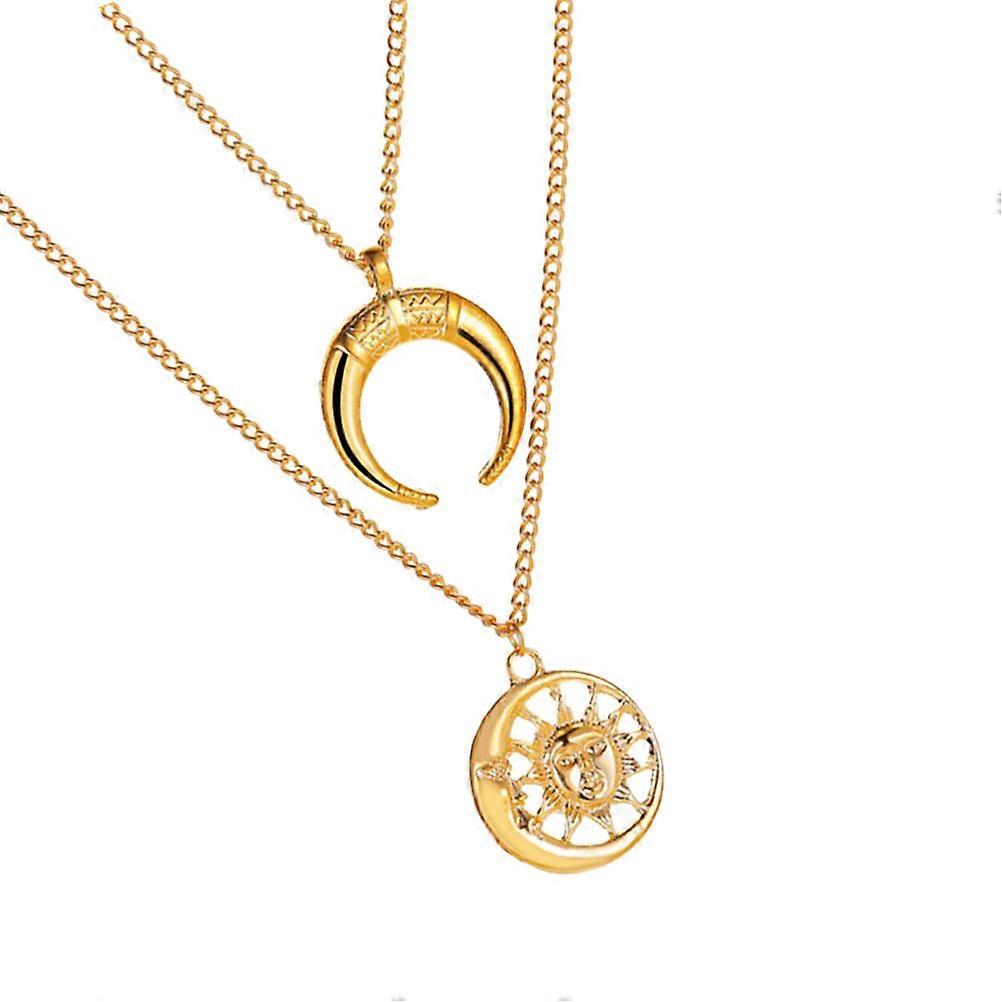 Here's a polished and engaging product description for your **"1pc Punk Style Sun Moon Clavicle Necklace"**:
**Punk Style Sun Moon Clavicle