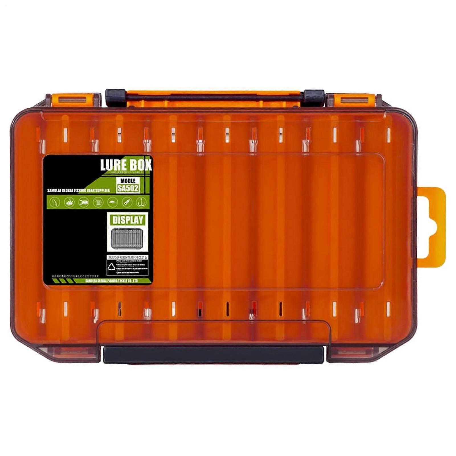 Fishing Tackle Organizer Box Transparent Outdoor Waterproof Multiple Compartments Orange
