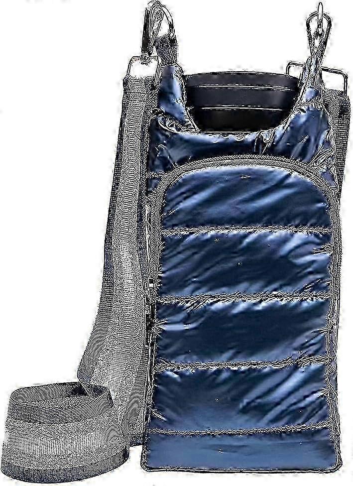 Puffer Water Bottle Carrier Bag, Insulated Crossbody Water Bottle Holder with Strap and Sling for Hiking Travel