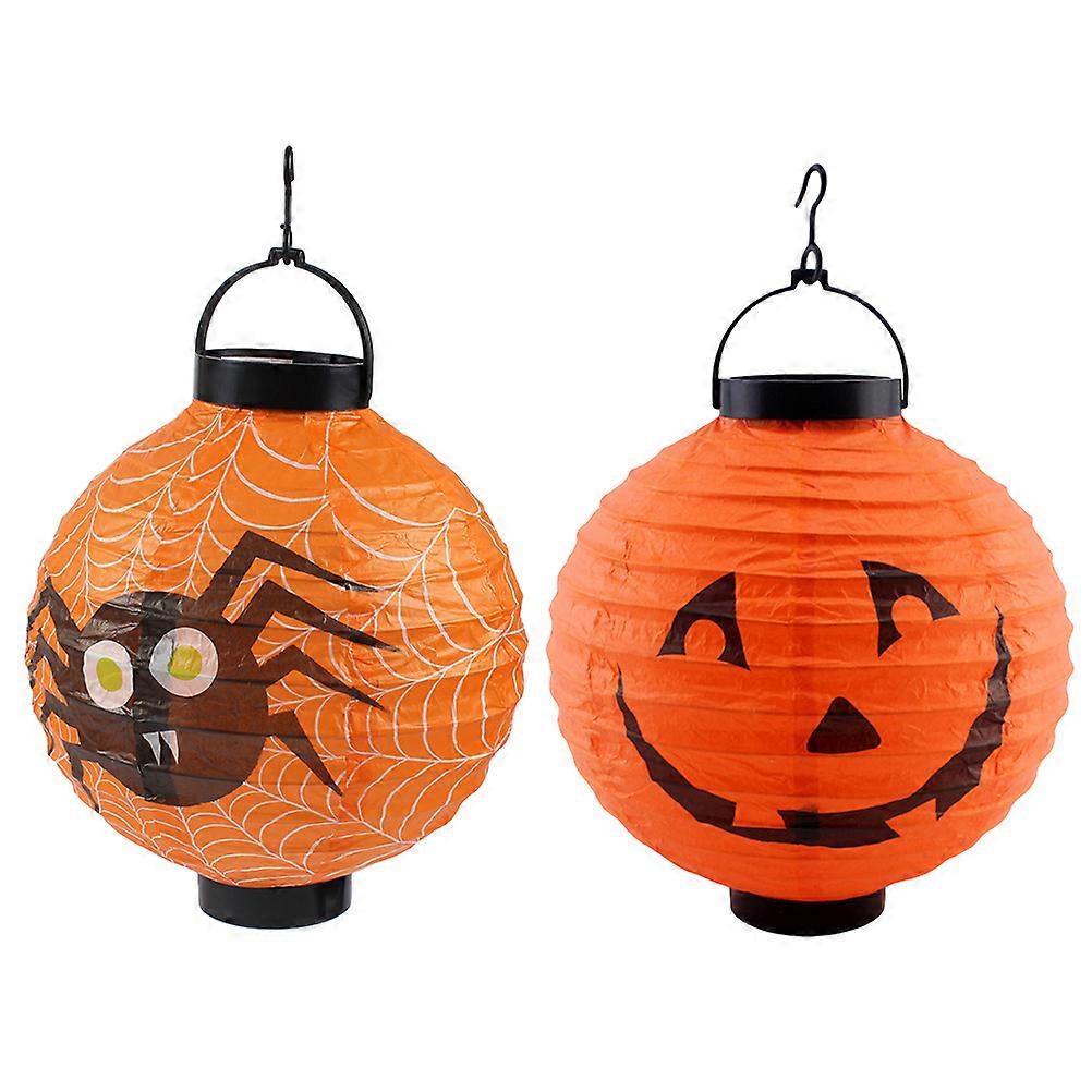 Halloween Hanging Lantern With Vivid Patterns For Themed Parties 2Pack