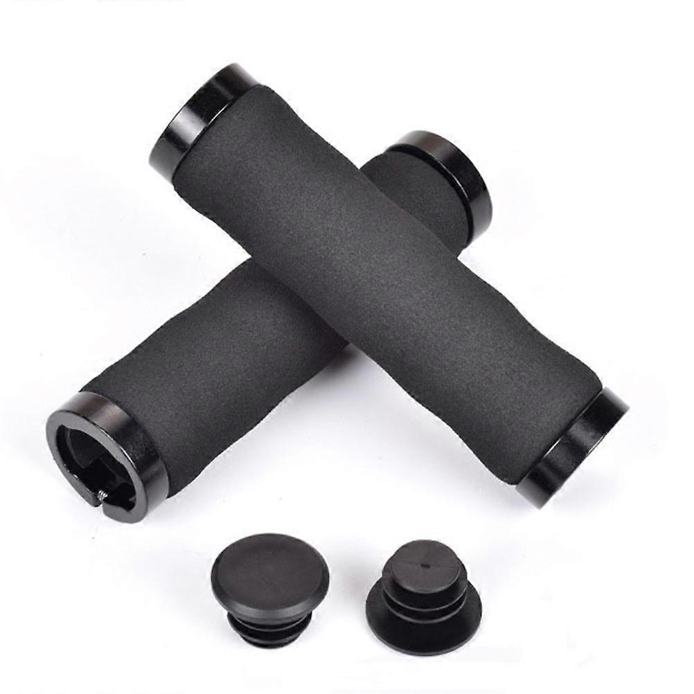 Cycling Grips Handle Grips For Bicycles Black Alluminum Alloy Shock Absorbing 126 X 22.2Mm 1 Pair