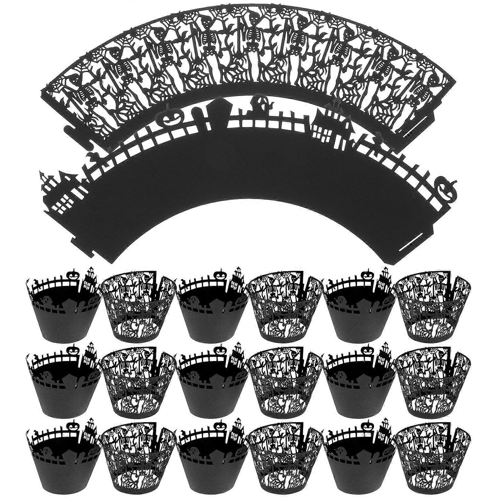 Cupcake Wrappers Hollow Out Pattern Design Paper Baking Cups For Halloween Shape 5x5x8cm 36Pcs