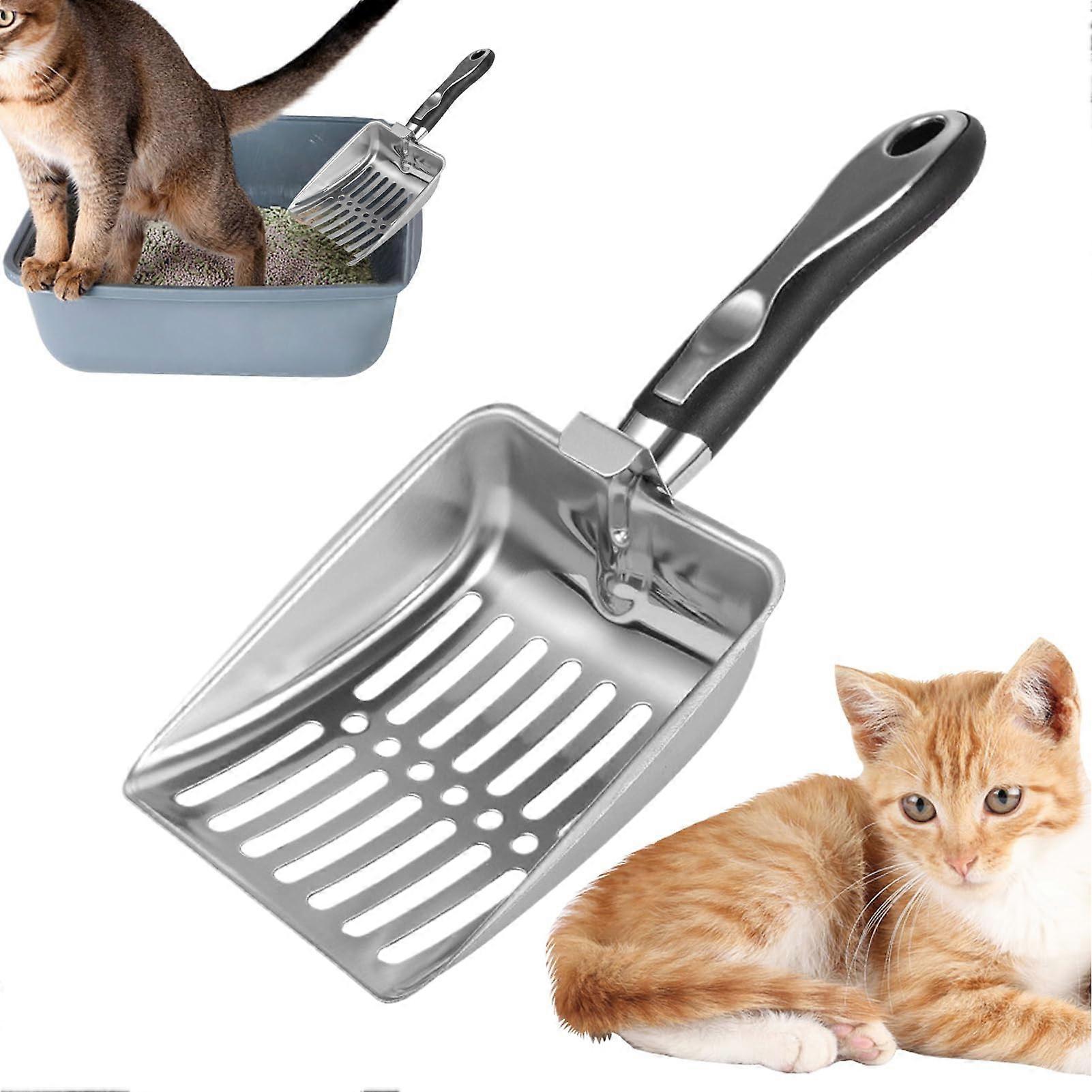 Stainless steel cat litter scoop with sifting function, sieve insert and handle
