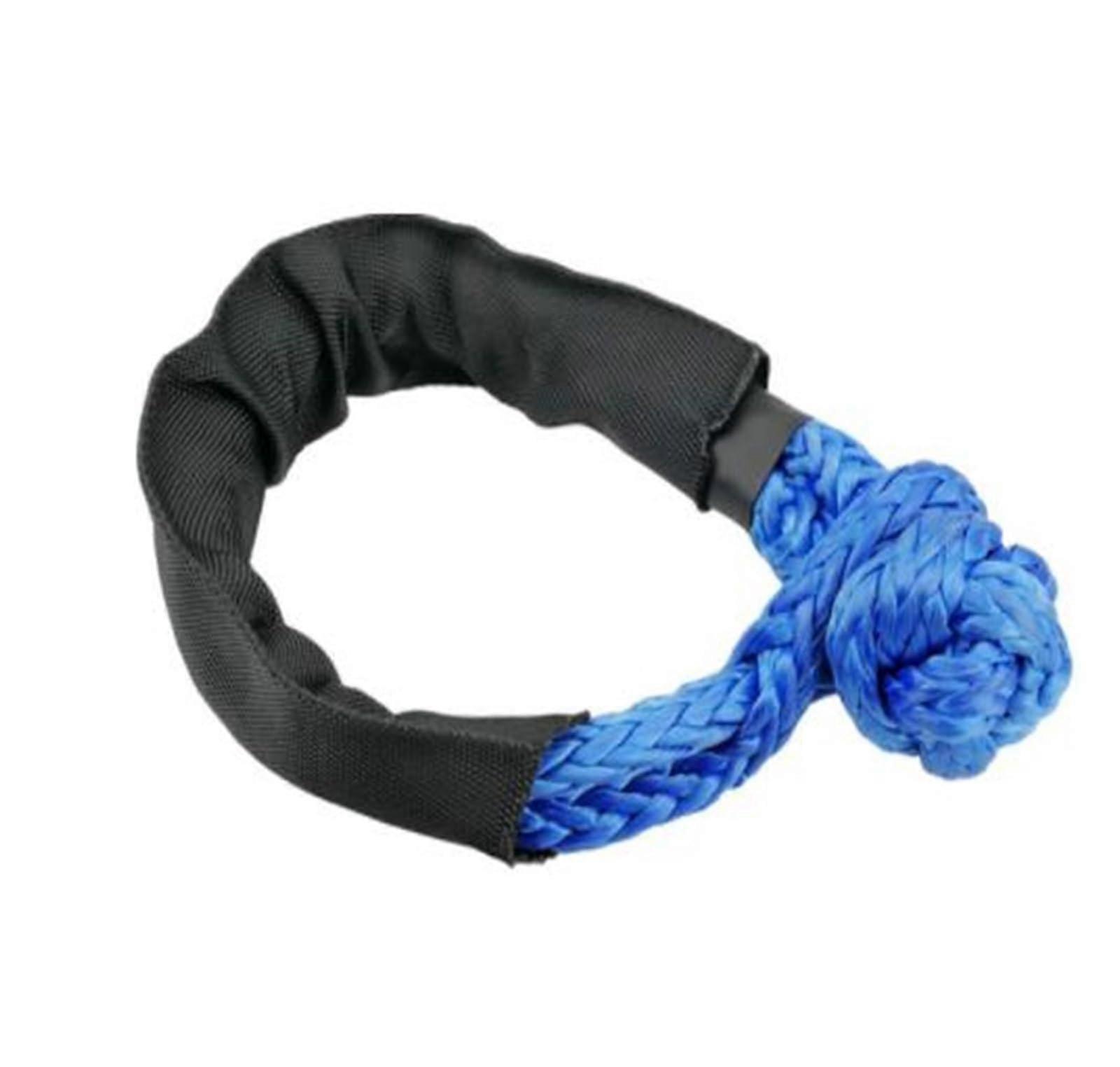 41,000 Pound Breaking Strength Synthetic Soft Shackle 1/2" x 22" for Vehicle Recovery, Blue with Protective Cover