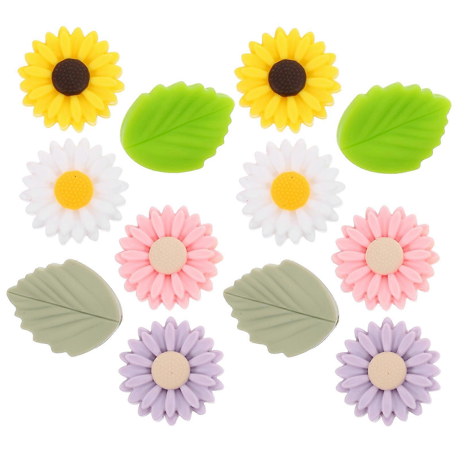 Knitting Needle Stoppers 12Pcs Portable Silicone Caps For Friends And Family Who Like Knitting White Daisy Protect Needle Tips