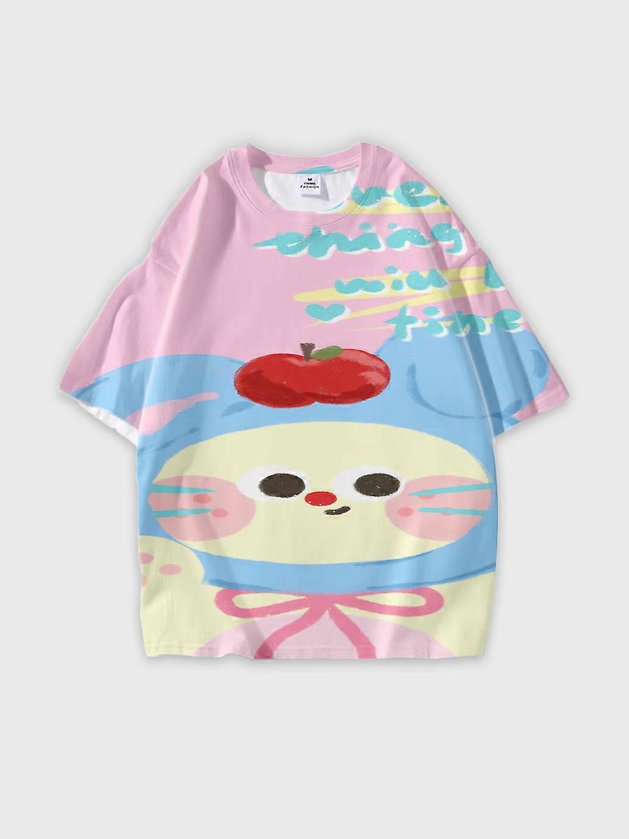 T-shirt round neck Pattern loose short sleeve P454