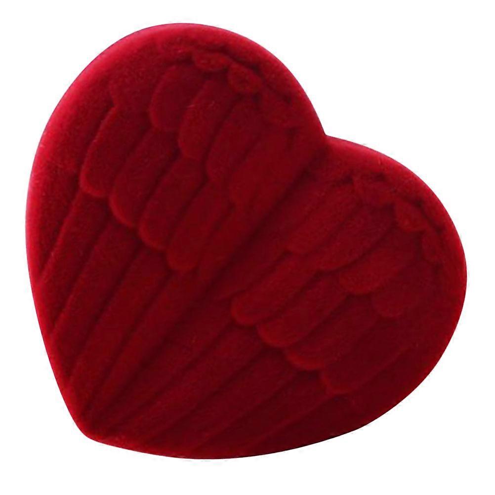 Elegant Heart Shaped Ring Box for Proposal or Wedding with Protective Flocking Lining Red Plastic 2.5x2.5x1.5 Inches