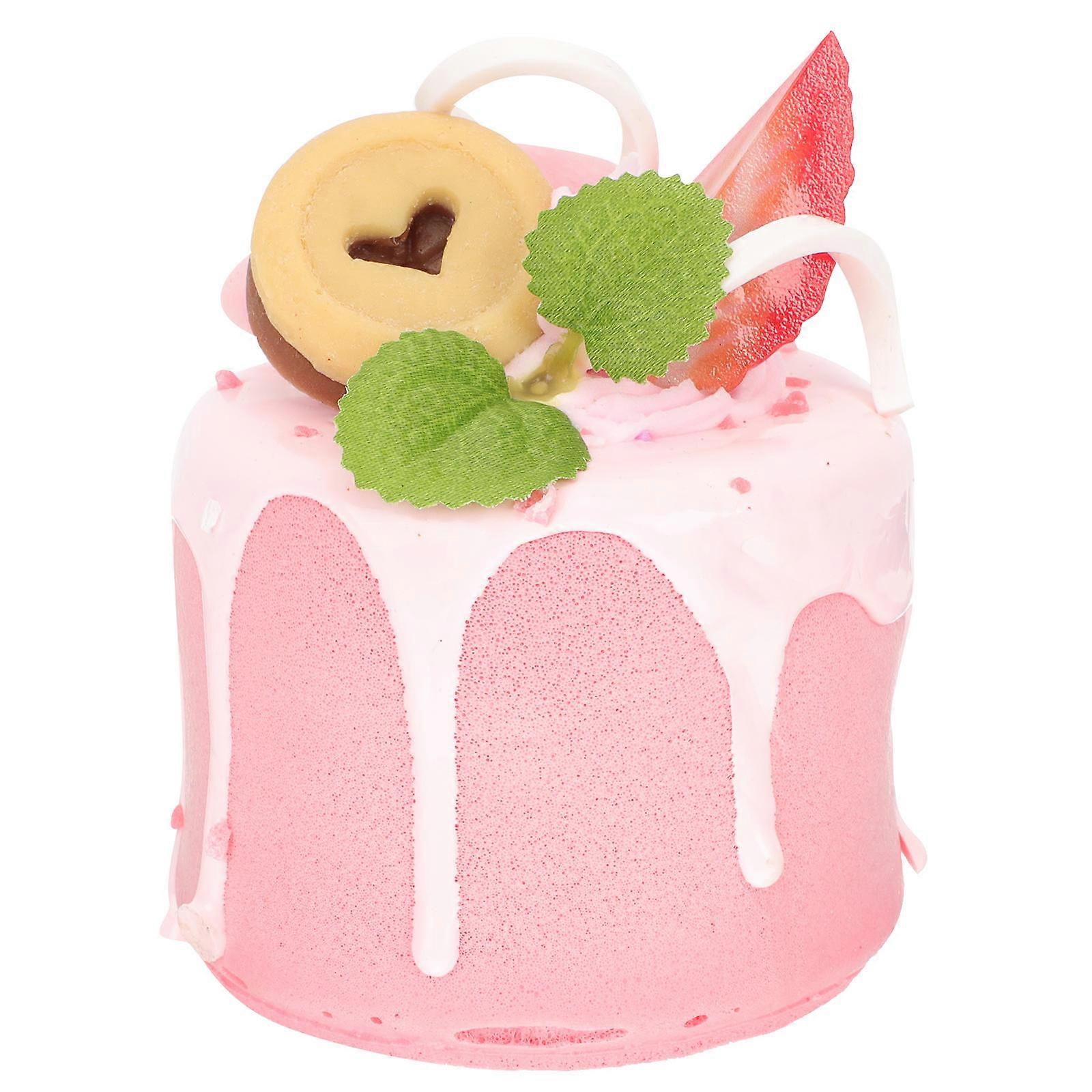 Simulation Gourmet Cake Model For Home Decoration And Photography Props Pink Round 1Pack