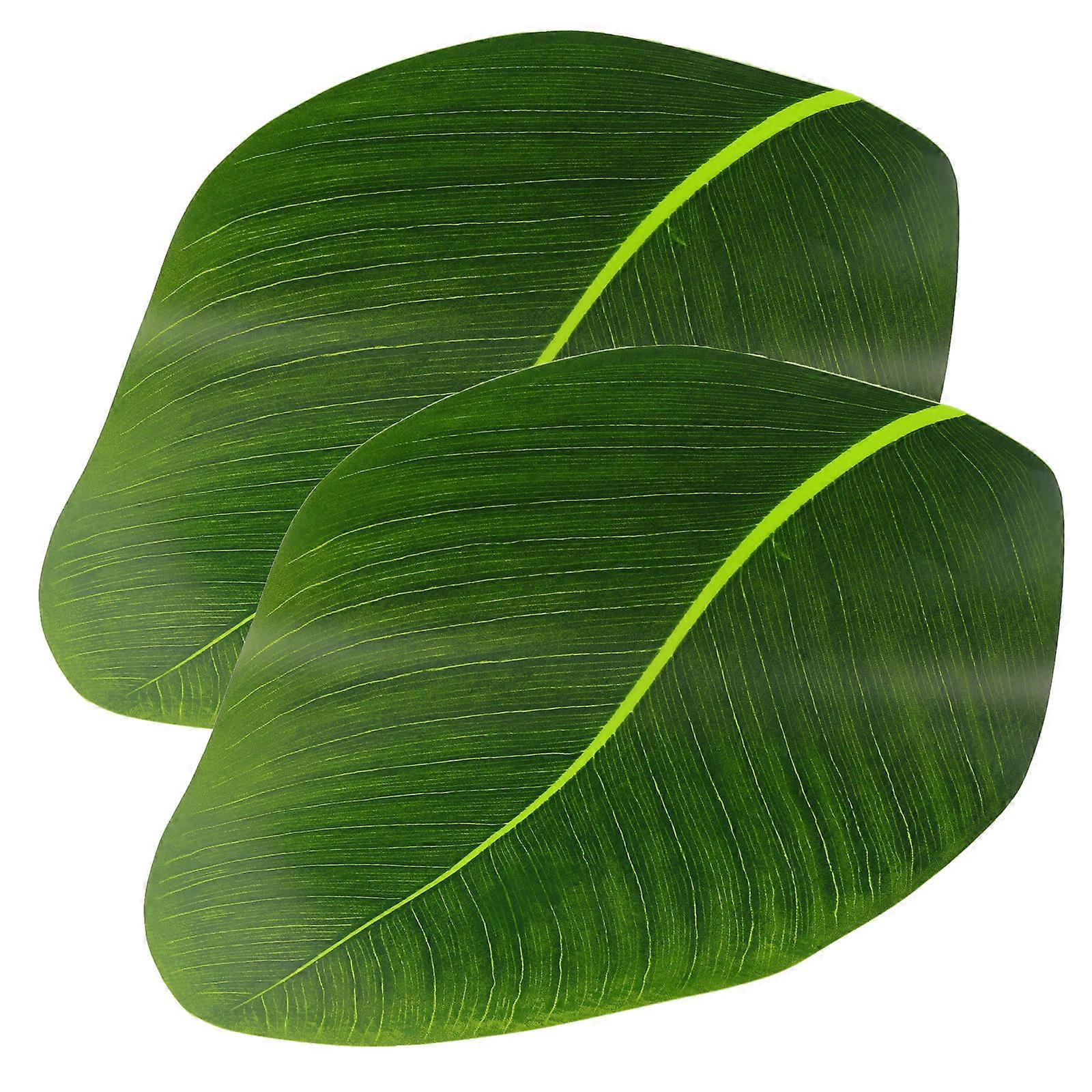 Leaf Shaped Table Mats for Home PEVA Green Table Protective Cushion with Insulation and Non Slip Design 2Pcs