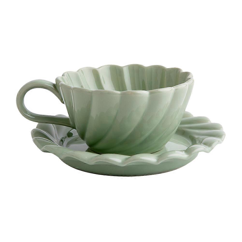 Ceramic Mug and Saucer Set – Cute Modern Design for Coffee, Tea, Latte, and Milk – Beverage Cups for Elegant Drinking Experience