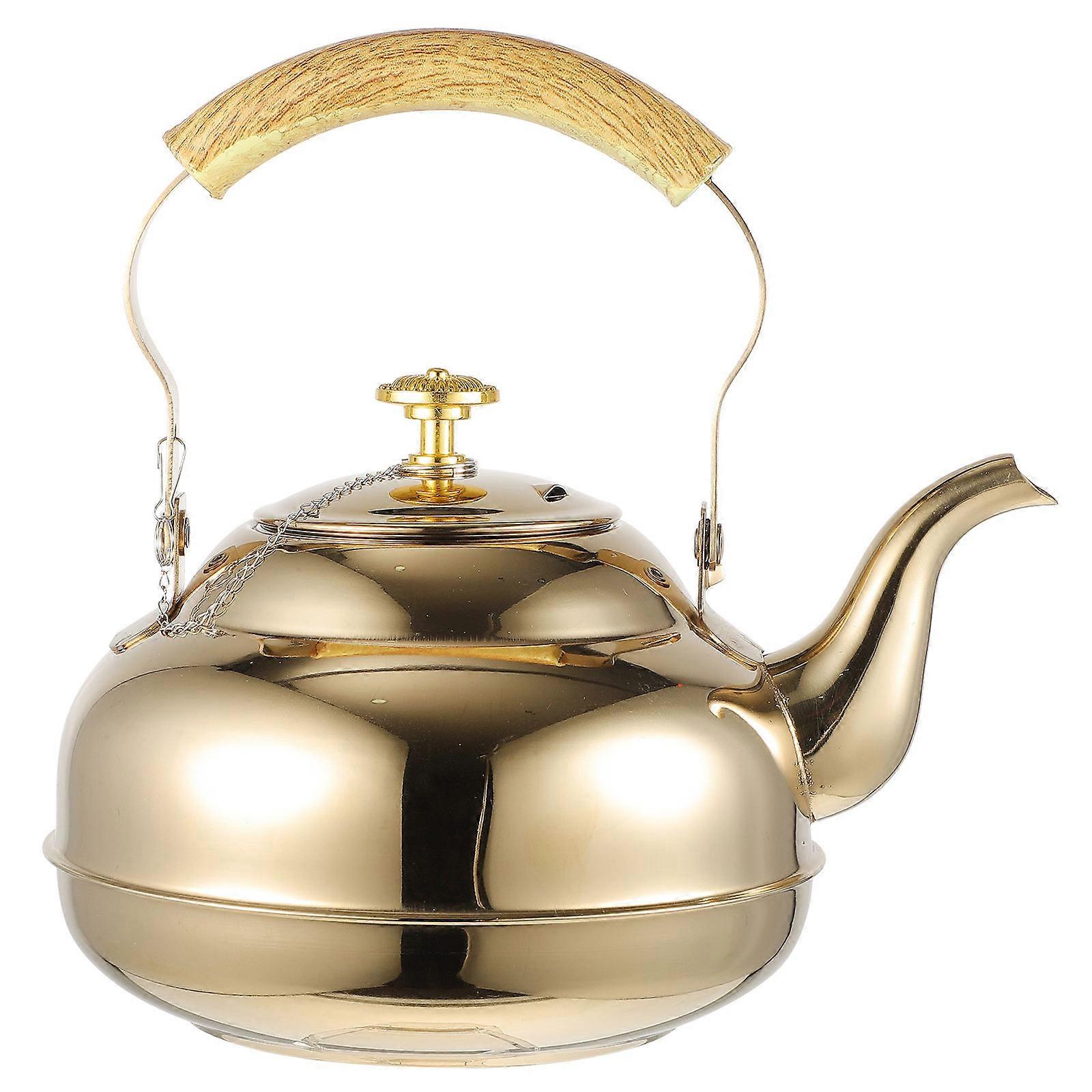 Golden Stainless Steel Teapot with Strainer for Storage Use Practical Kitchen Gadget 1 Piece