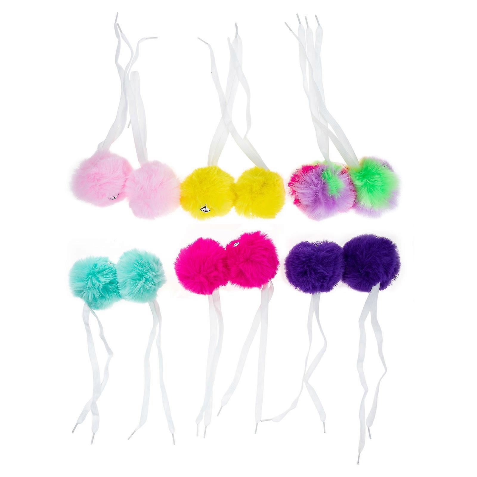 Decorative Pom Poms Roller Skates Pom Poms Fluffy Balls Assorted Color 58x8cm Tightness Control 12Pcs
