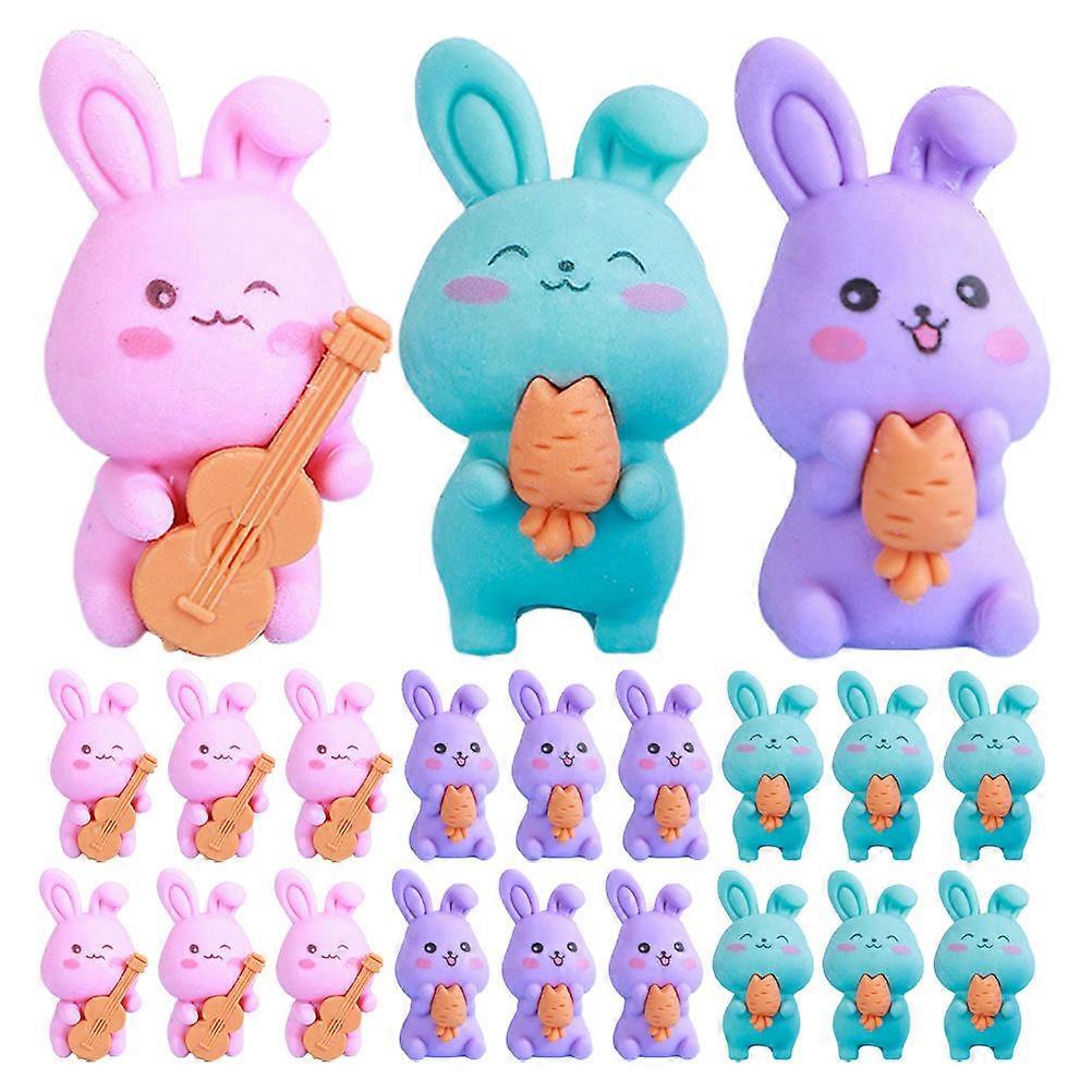 36pcs Cute Bunny Erasers Cartoon Rabbit Stationery for Classroom Mixed Style