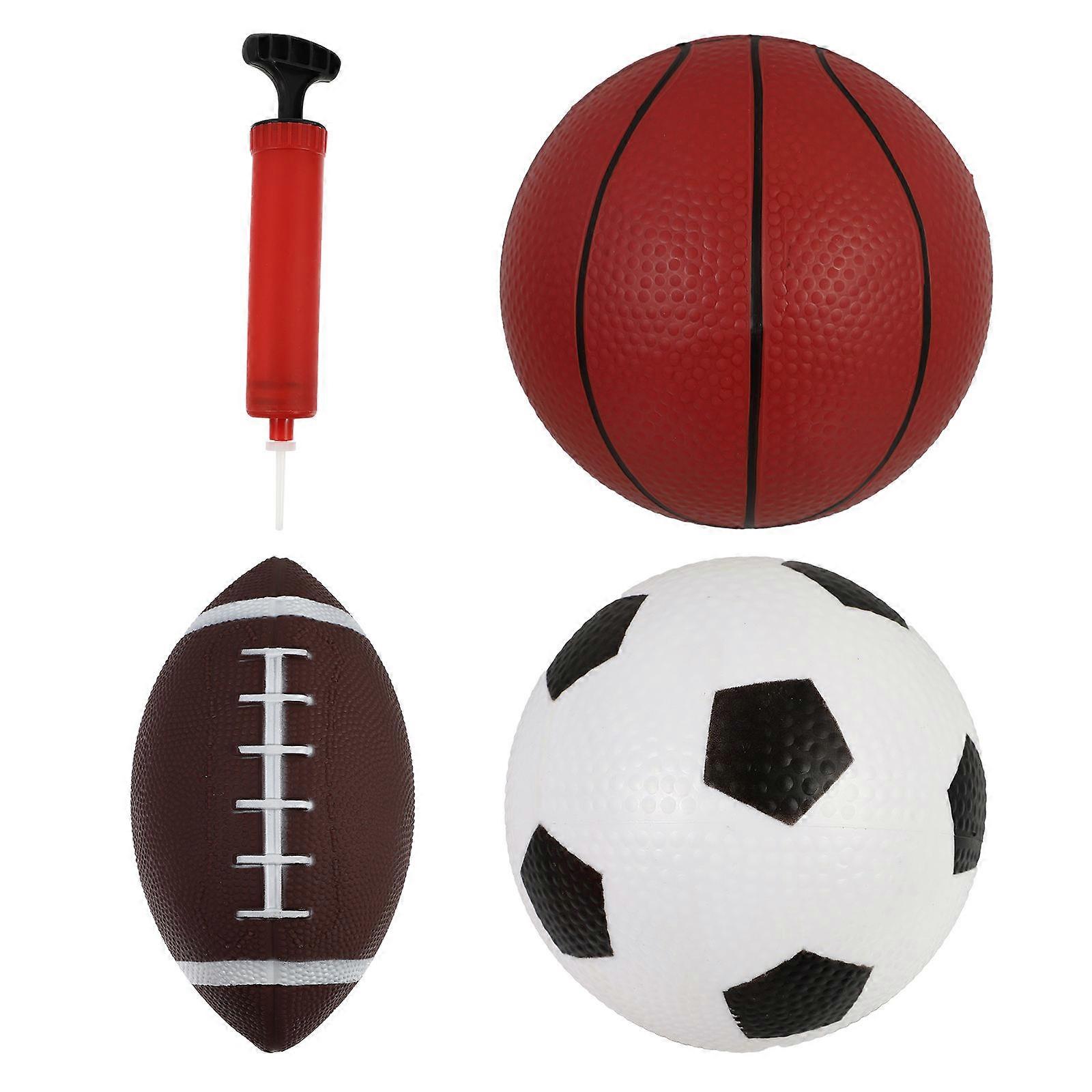 1 Set of 3 Inflatable Ball Toys Rugby Soccer Ball and Basketball with Pump