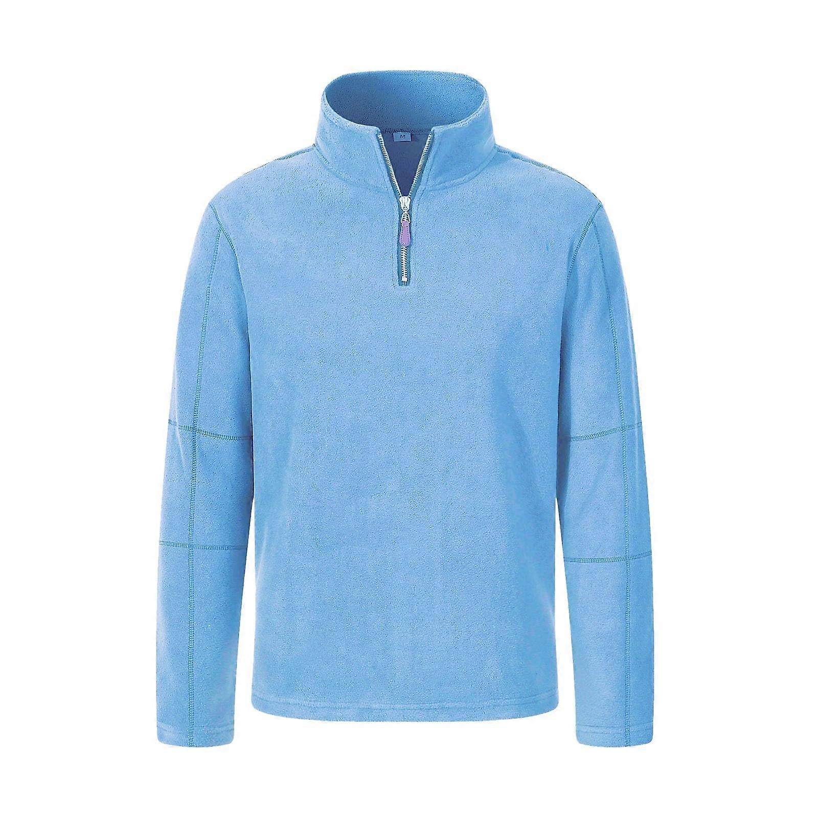 Fleece Pullover Herren Winter Longpullover Sportjacke Winddicht Microfleece Langarm Oberteile Blau Größe M